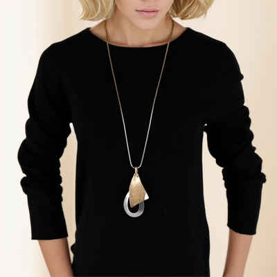 MIRROSI Lange Kette Damen Halskette mit elegantem Anhänger aus Metall ca.90cm lang (perfekt für Pullover, Bluse, Shirt)