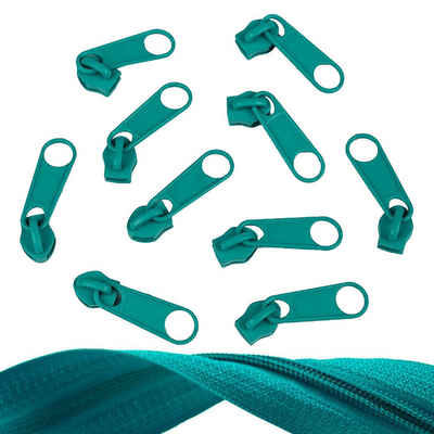 maDDma Reißverschluss 10 Reißverschluss Zipper für Endlosreißverschluss, 5mm, grünblau