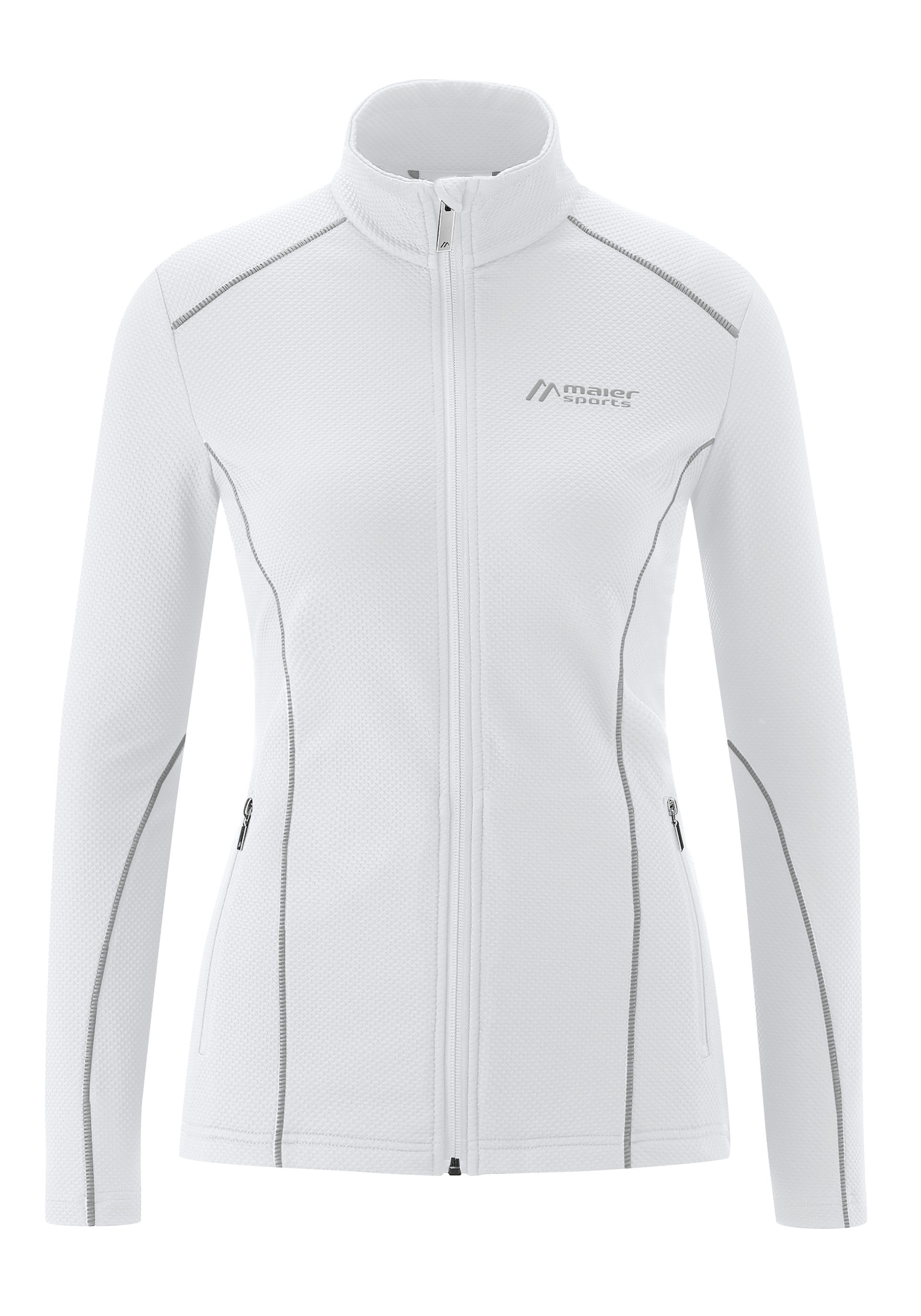Maier Sports Funktionsshirt Ximena warme Damen Fleecejacke als Midlayer, ideal zum Skifahren weiß