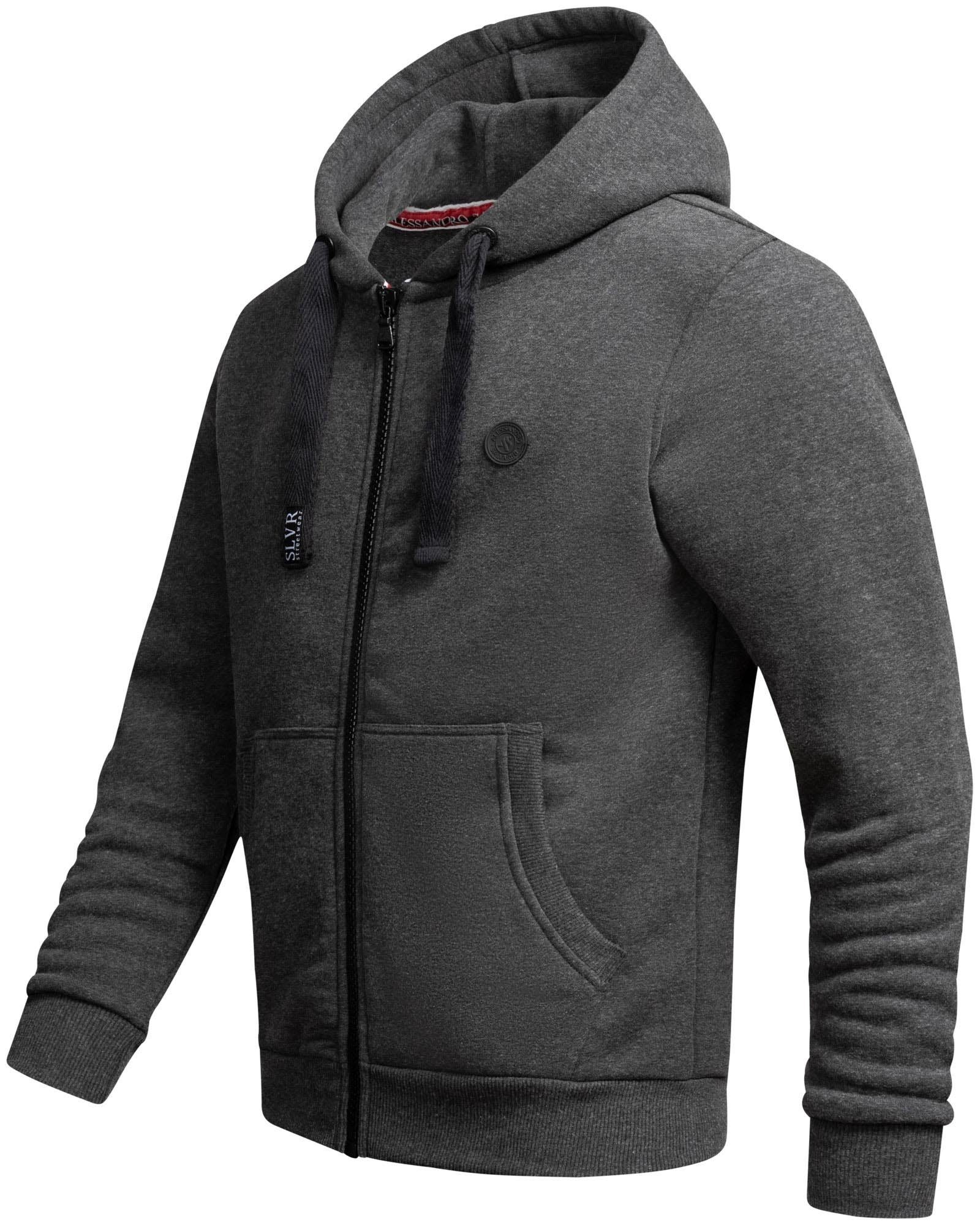 Dunkelgrau Salvarini warme Sweatjacke Alessandro Kapuzenjacke ASLomborio