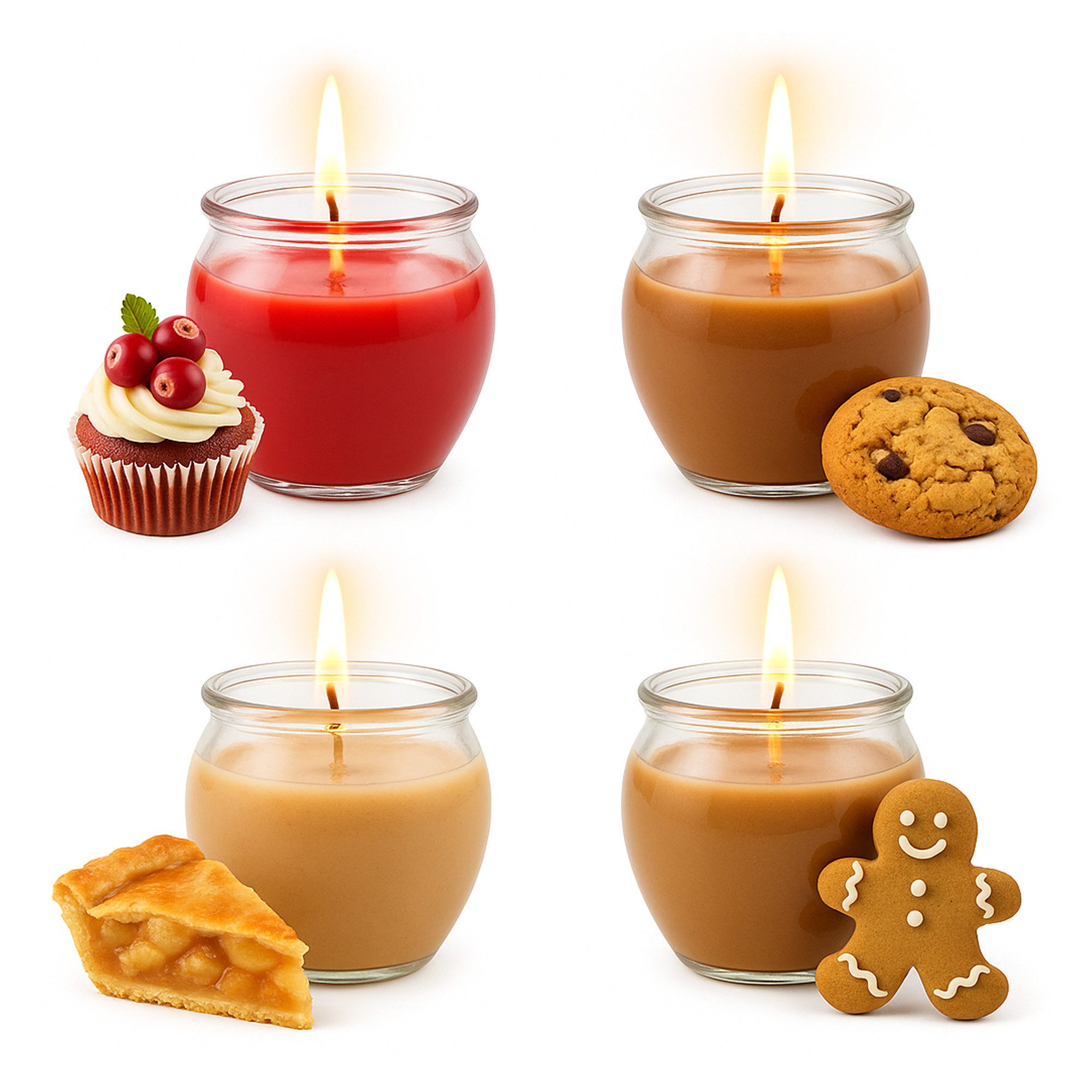 HS Candle Duftkerze Mix Mehrfachpack (12-tlg), Kerze im Glas "Bakery Selection", lange Brenndauer, 6cm x Ø6cm