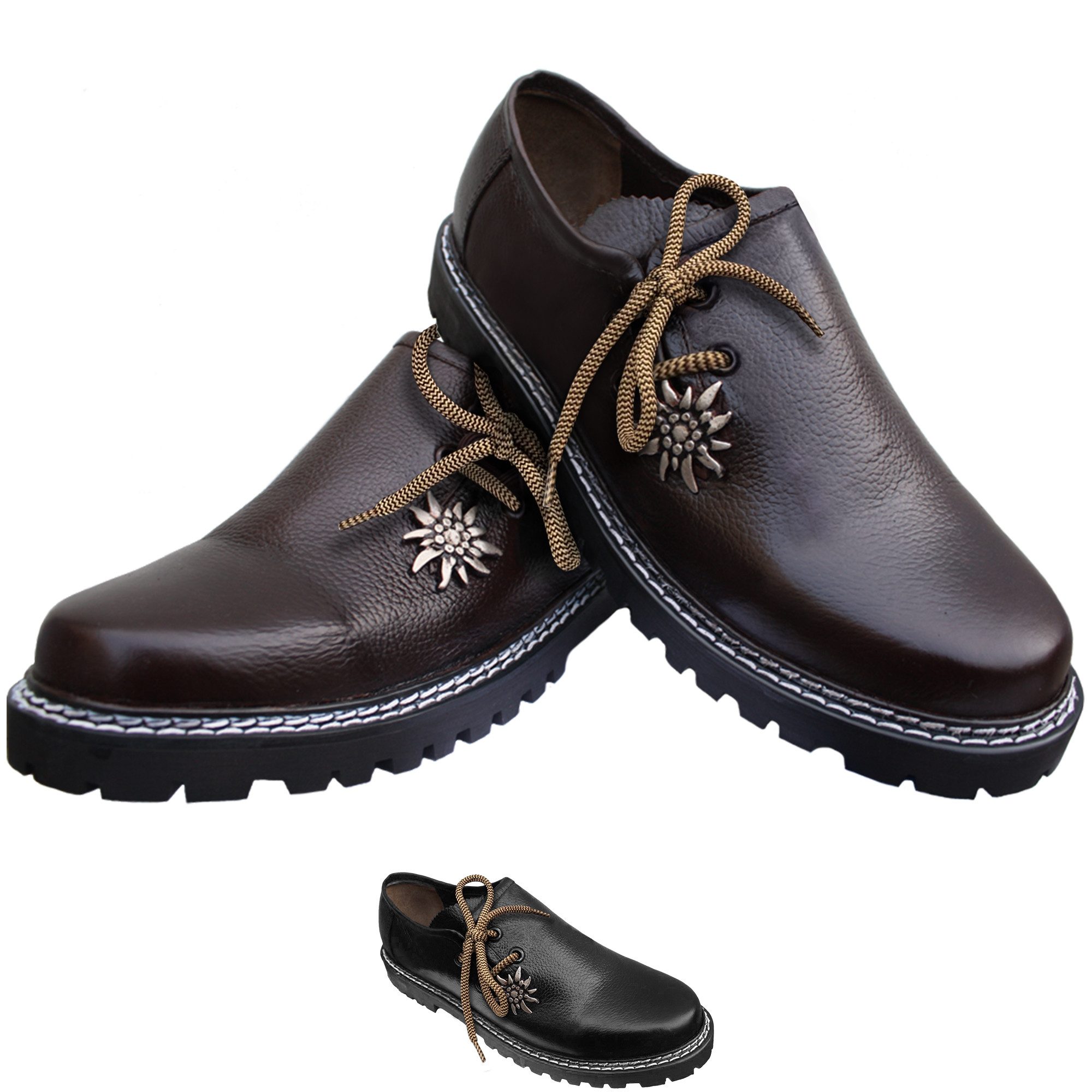 German Wear GW1800-EW Haferlschuh Trachtenschuhe Edelweiß Haferlschuhe Glattleder