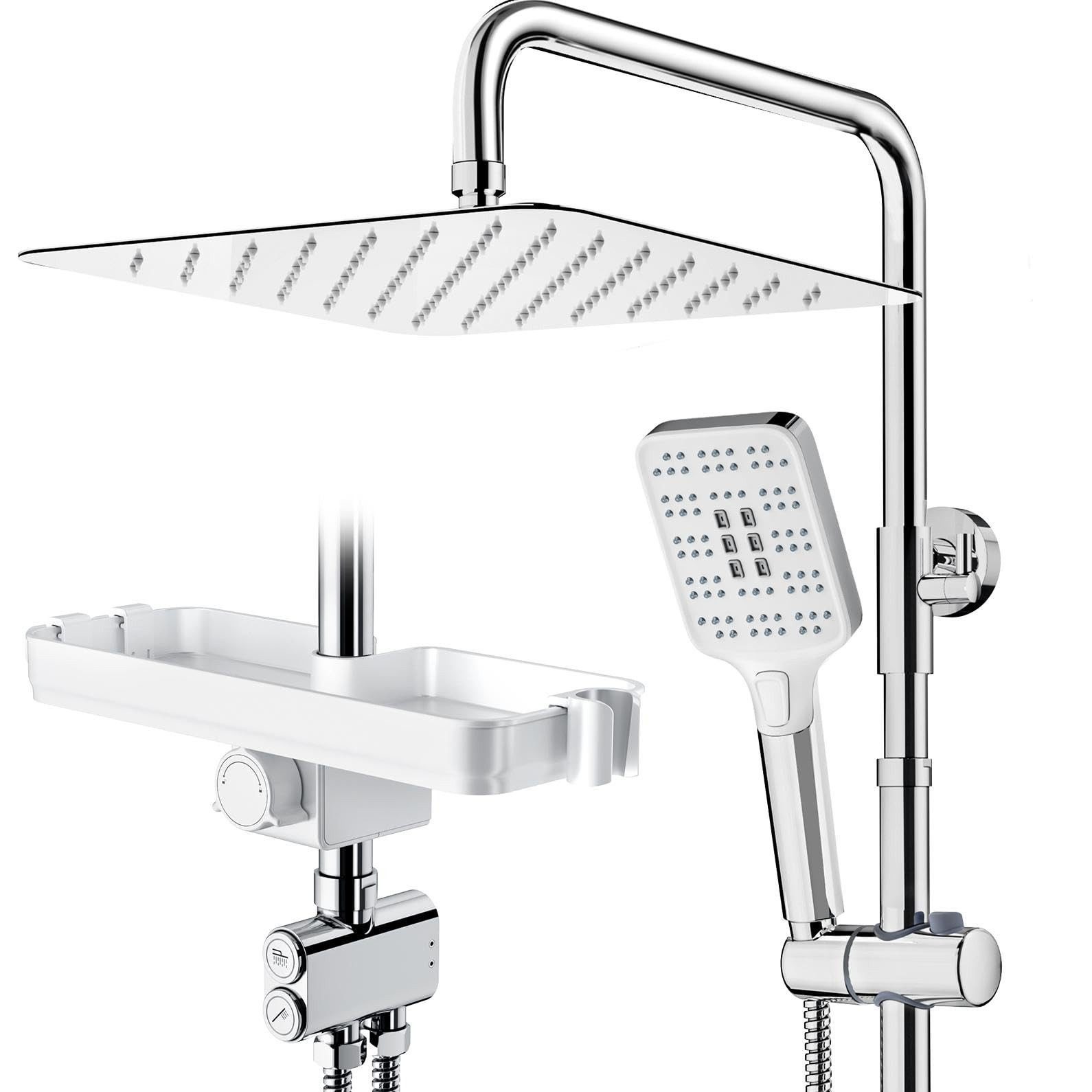 Rainsworth Duschsystem mit Armatur, mit Ablage, 25 X 25 cm Rund Regendusche günstig online kaufen