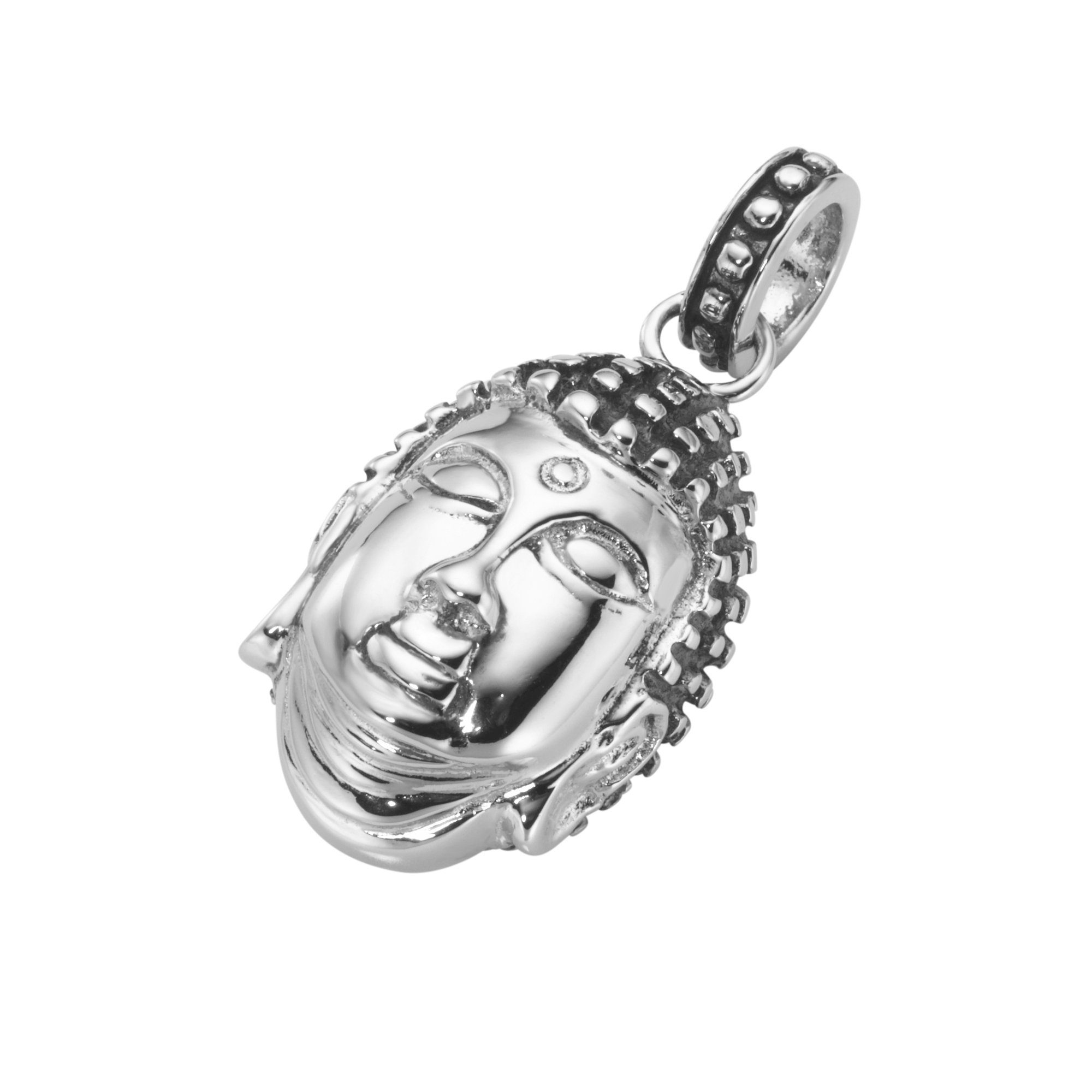 MARTELLO Silber Kettenanhänger teilweise 925 GIORGIO geschwärzt, Buddha-Kopf, MILANO