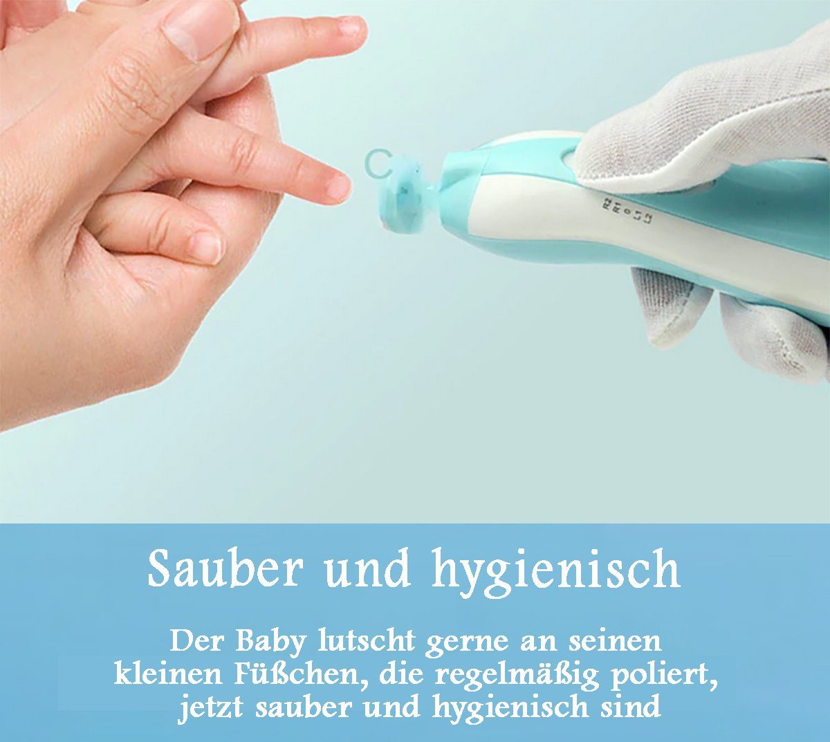 Babypflege-Set Akku Sicherer 1 Säuglinge Baby-Nagelschneider, Baby für Pediküreset Kleinkinder - Blau Nagelfeile Elektrisch Elektrische mit TPFBeauty tlg., und