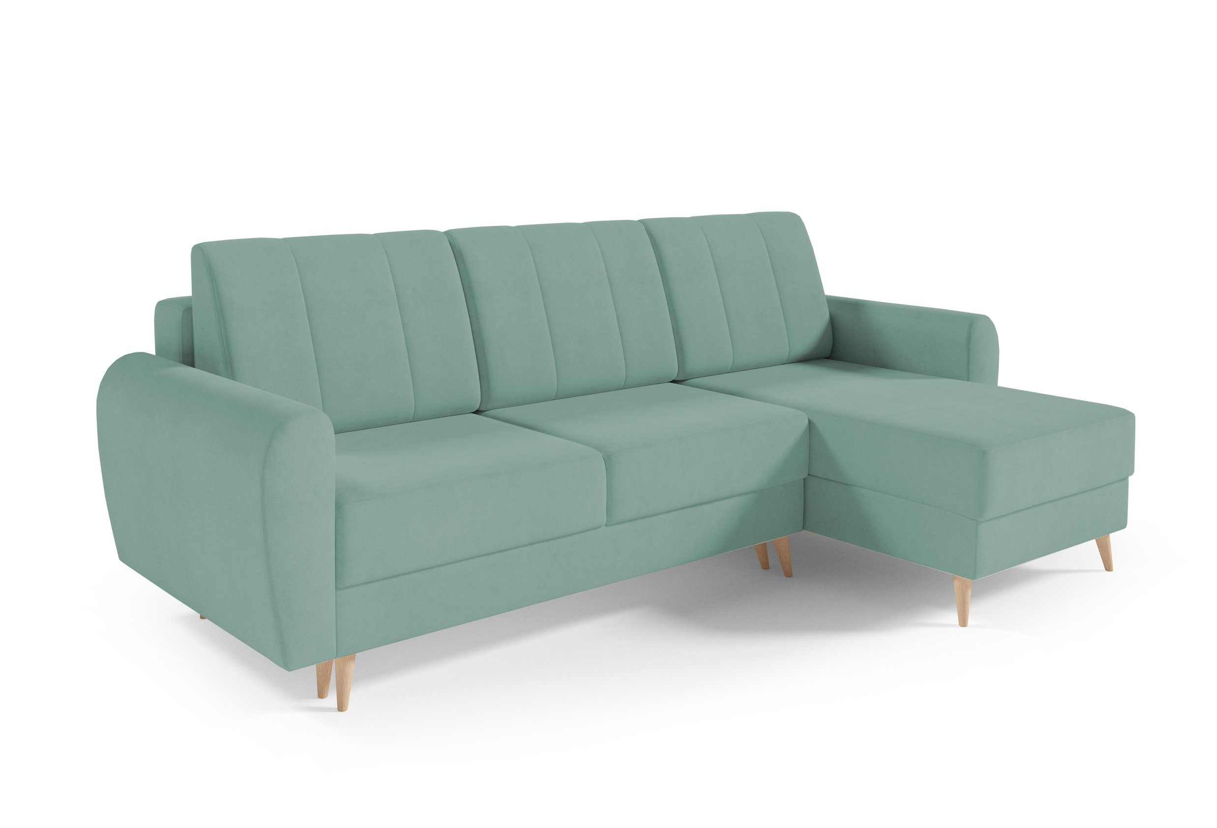 MOEBLO Ecksofa DEILA I, Couch für Wohnzimmer, Schlafsofa Sofagarnitur Sofa Eckcouch L-Form Wohnlandschaft mit 3 Rückenkissen - (BxHxT): 240x90x140 cm, mit Schlaffunktion und Bettkasten