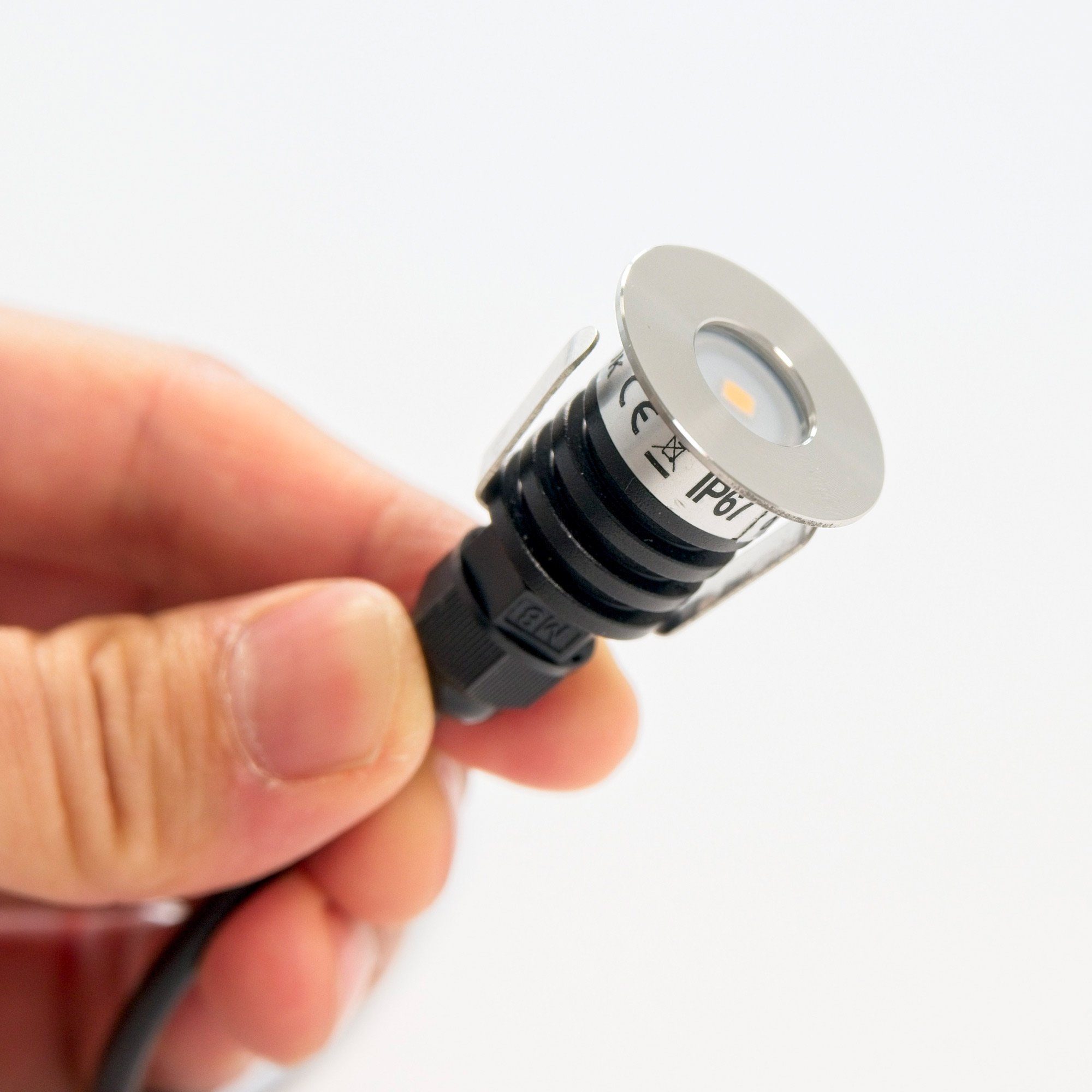 VBLED LED Einbauleuchte Mini LED 6-er Trafo LED Kaltweiß Kabel, - Rund Bodeneinbauleuchte fest integriert, Kaltweiß KIT & 6000K - inkl