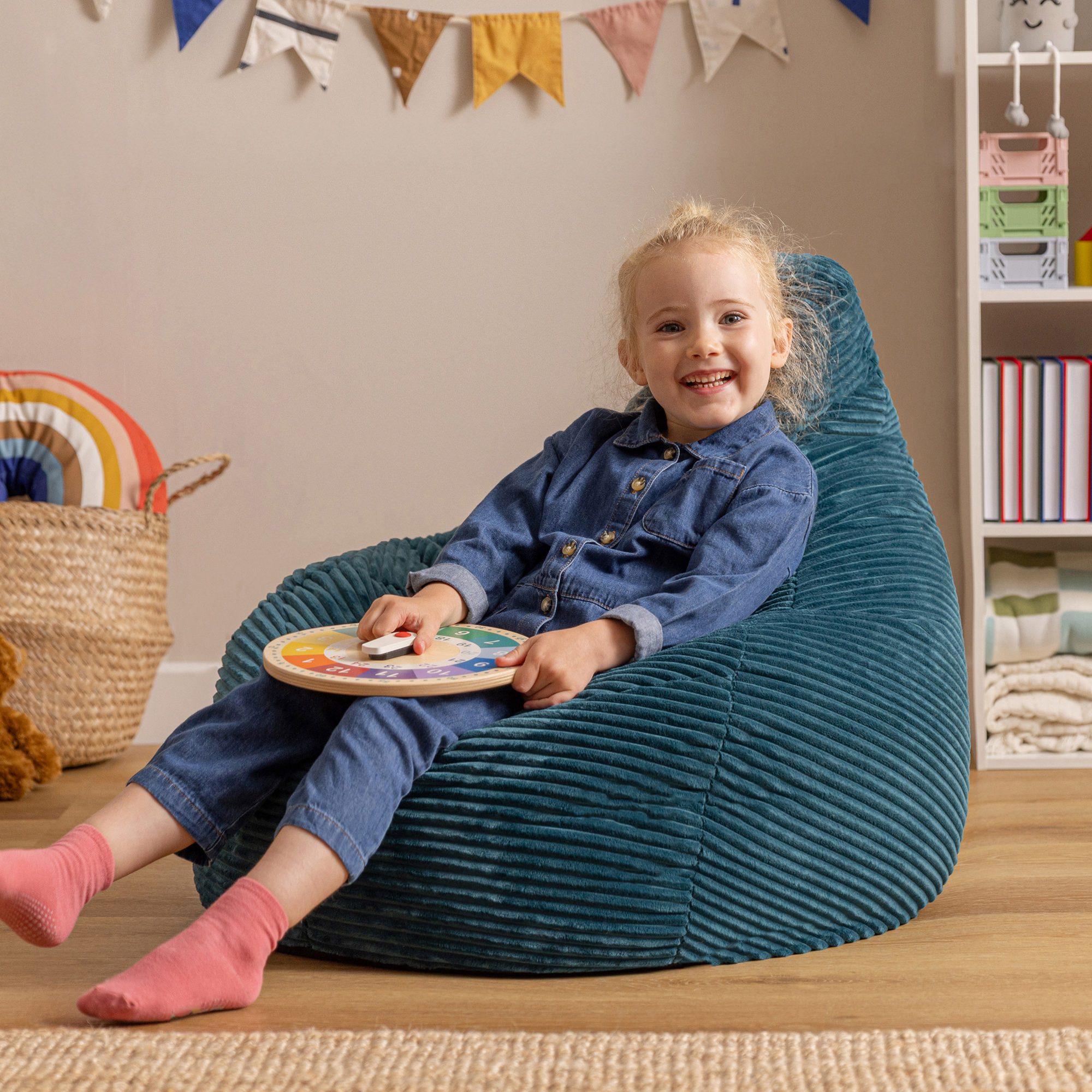 icon Sitzsack Kinder Sessel aus Cord Flauschig „Dalton", 69x59x65cm, Made i günstig online kaufen