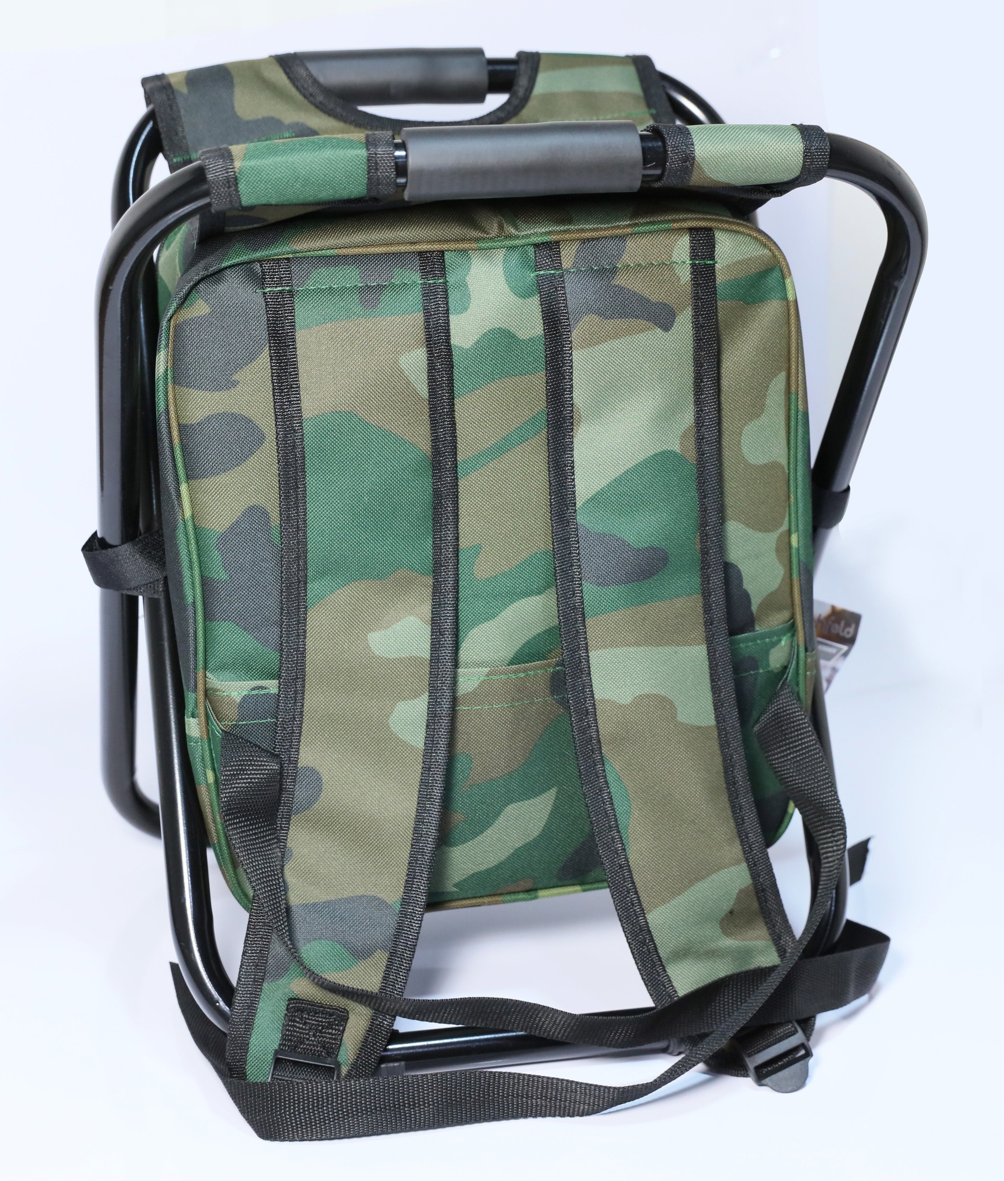 highfeld Campinghocker Camping Hocker mit (1 Kühltasche integrierter mit Rucksack camouflage Stück)