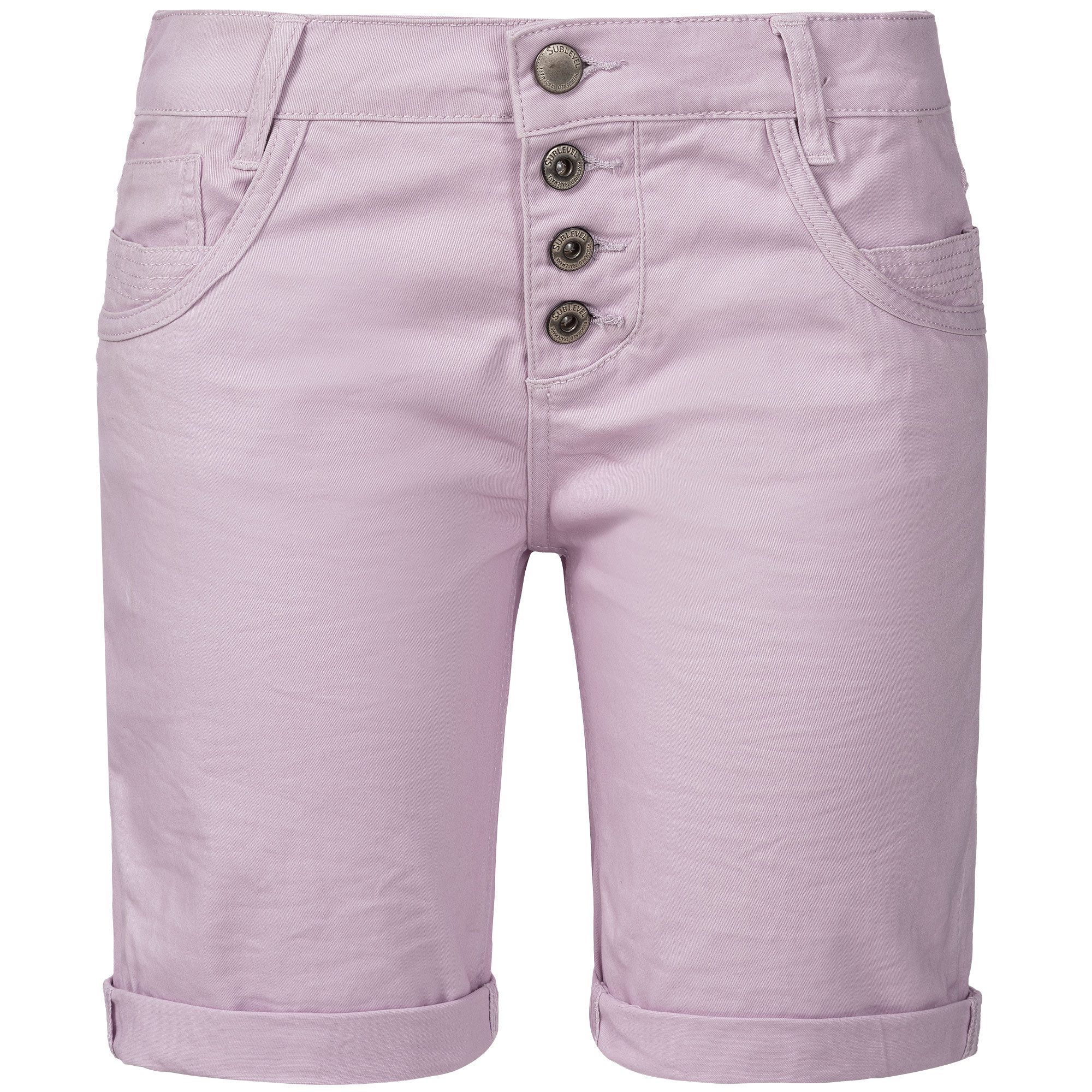 SUBLEVEL Shorts Damen Bermudas kurze Hose Baumwolle Jeans Sommer Chino Stoff Elastisch, Flex, Bequem