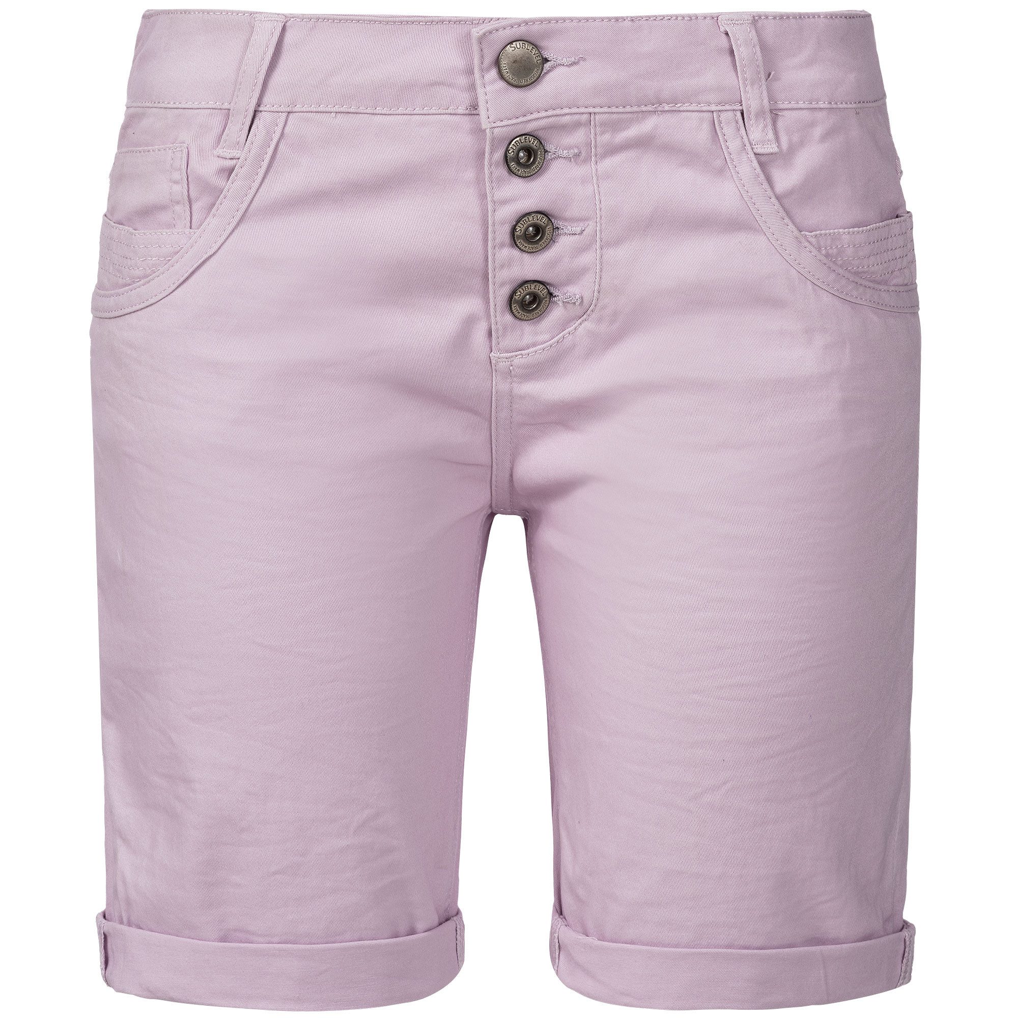 SUBLEVEL Shorts Damen Bermudas kurze Hose Baumwolle Jeans Sommer Chino Stoff