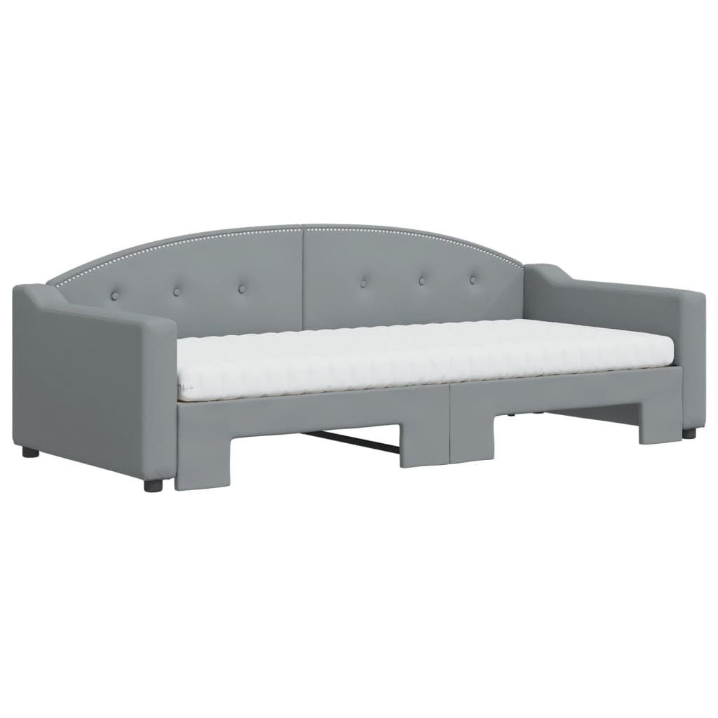vidaXL Gästebett 90 x 200 cm Gästebett Tagesbett Ausziehbar mit Matratze Hellgrau 90x20