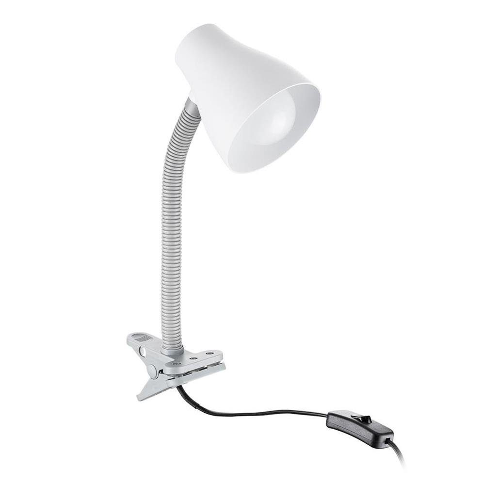 smartwares Klemmleuchte Manou E27, 25 Watt, LED, Lesearm, Tischleuchte,  Schreibtischlampe, Lampe, weiß