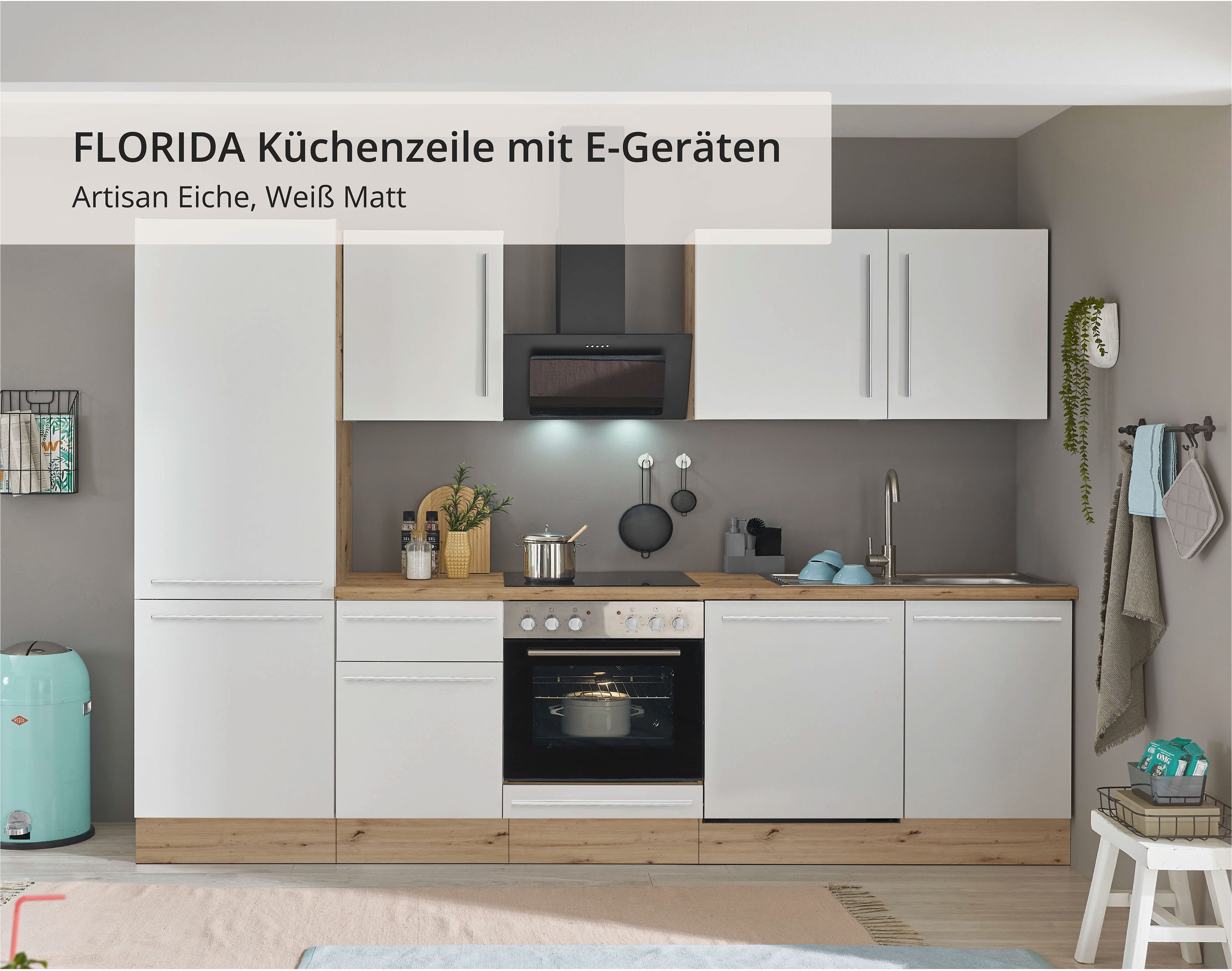 KOCHSTATION Küchenzeile KS-Florida mit 38mm starker Arbeitsplatte, Breite 2 günstig online kaufen