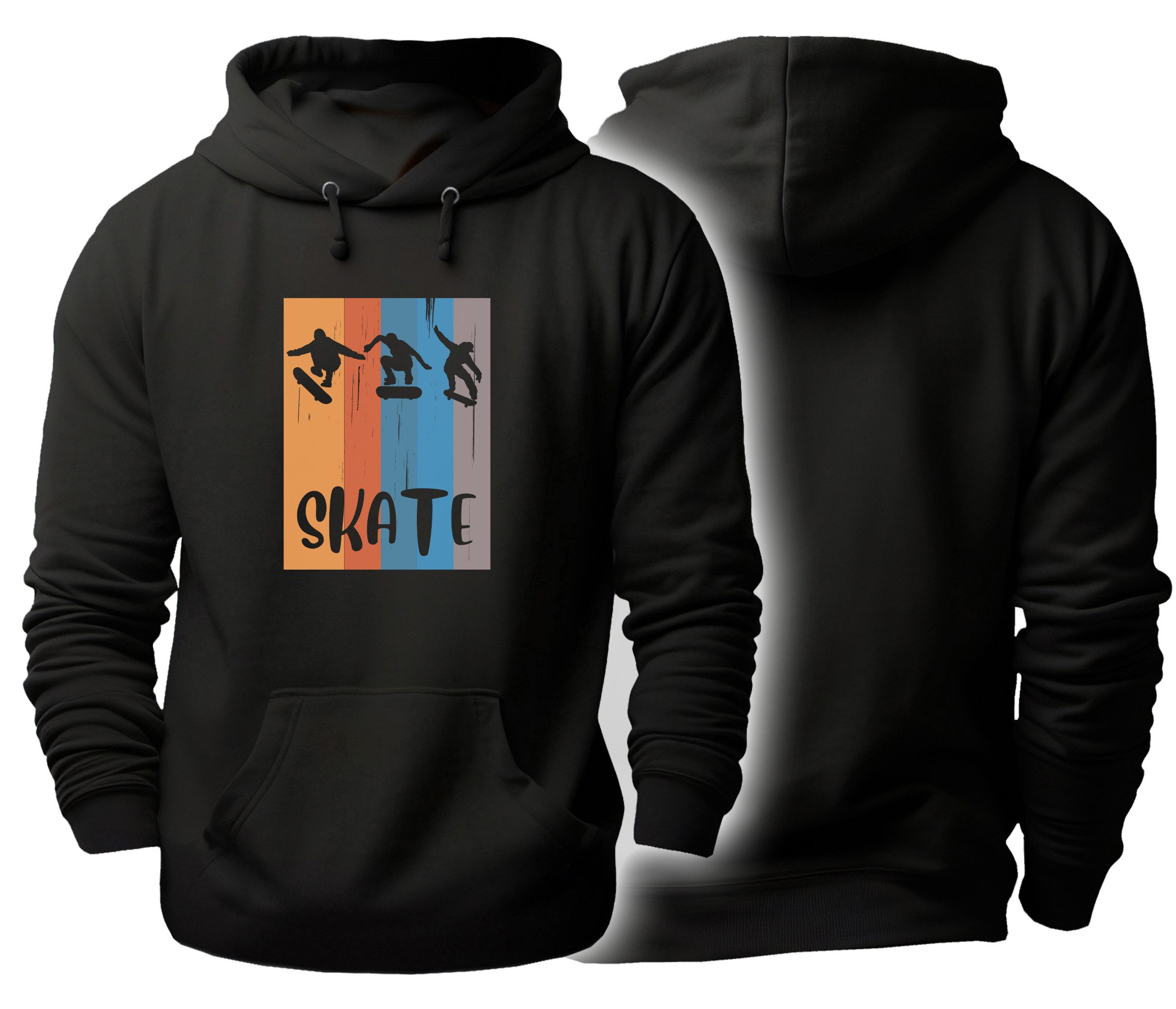 MyDesign24 Hoodie Skater Kapuzen Pullover Schwarzer Männer und Frauen Hoodie Gr.XS i543