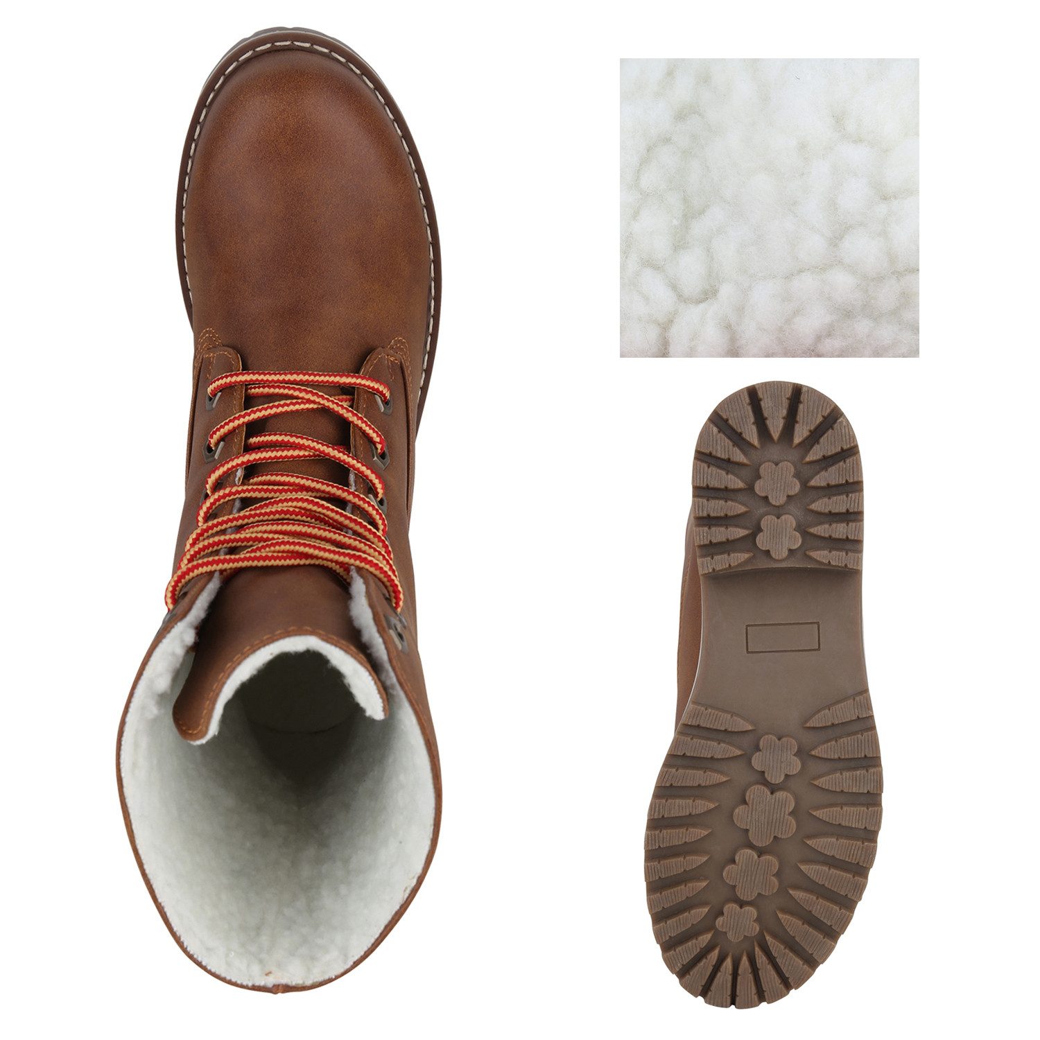 VAN HILL 813135 Schnürstiefelette Schnürstiefeletten Damen Warm Gefütterte Stiefeletten Stiefel