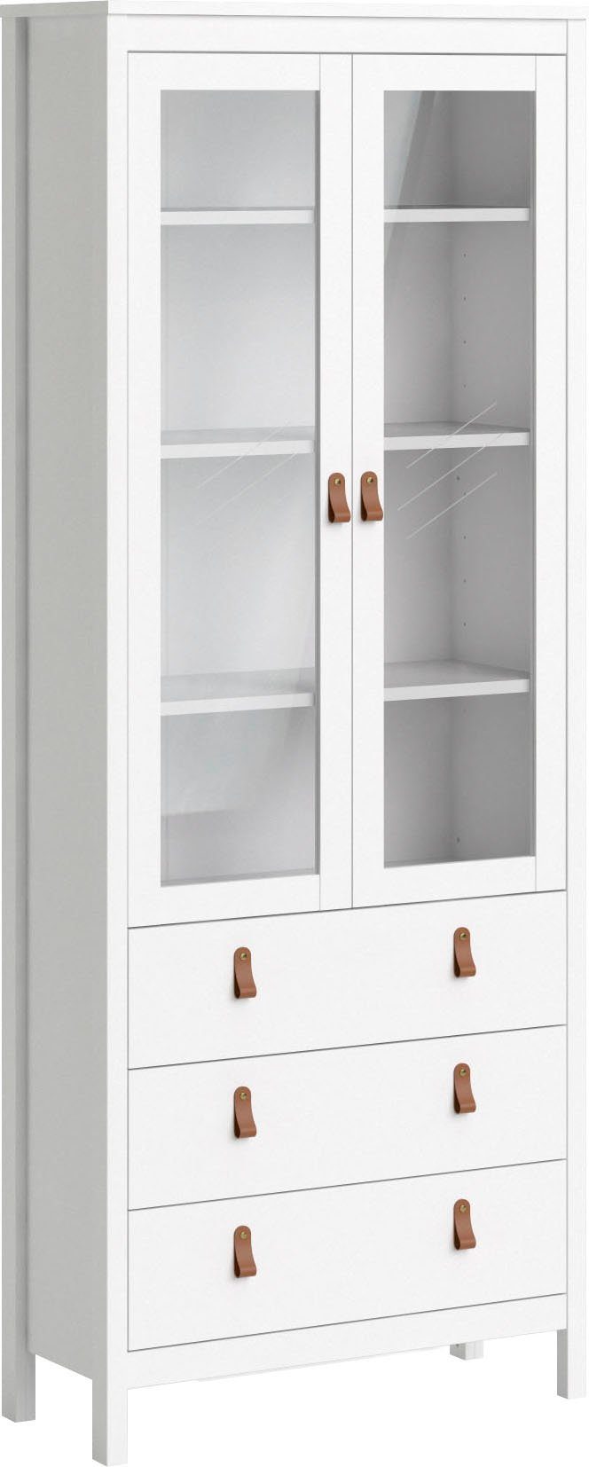 Home affaire Vitrine Madrid, Glasvitrine Vitrinenschrank Ausstellung Sammelvitrine mit 2 Glastüren und 3 Schubladen, Breite 78 cm