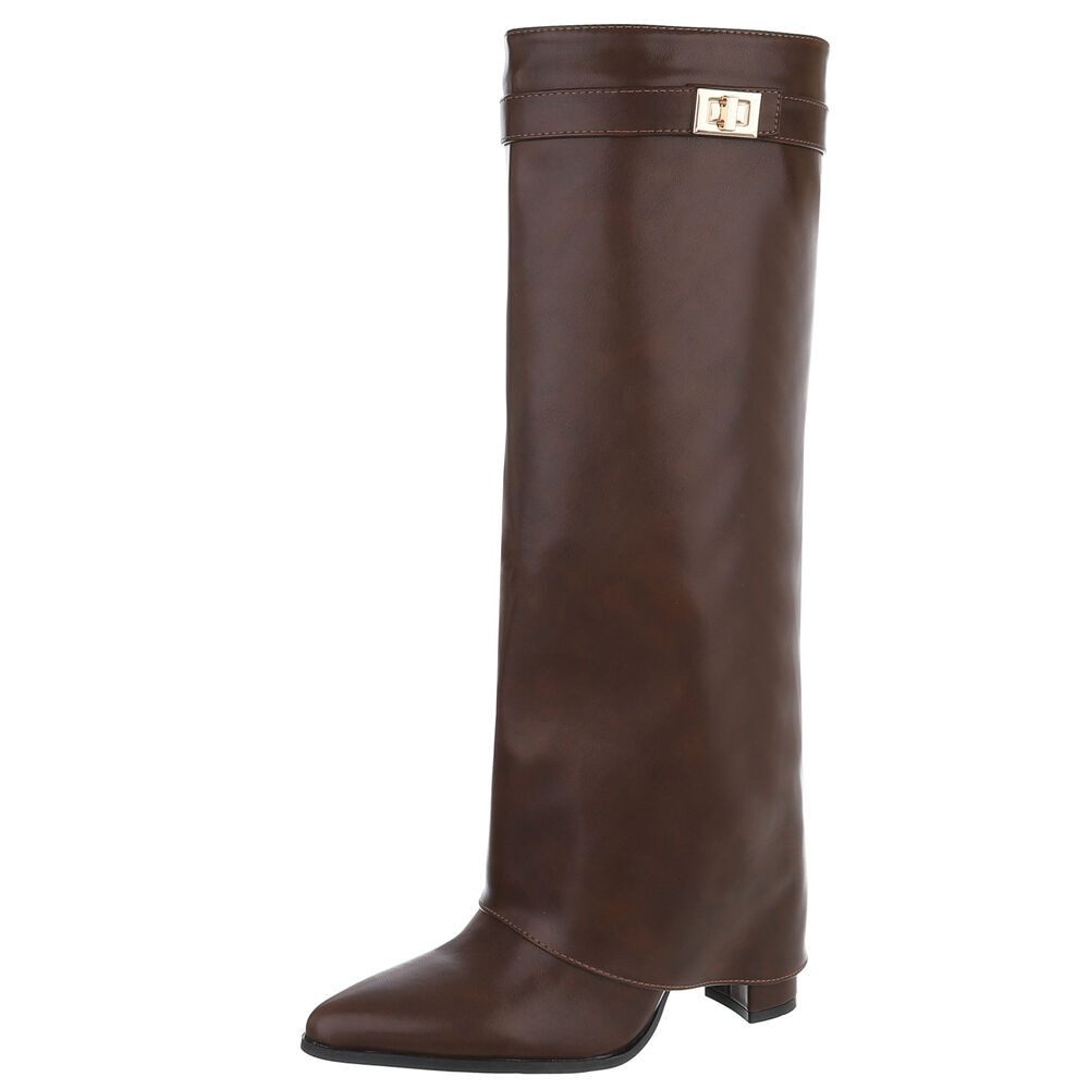 Ital-Design Elegante kniehohe Stiefelette mit Blockabsatz für Damen High-He günstig online kaufen