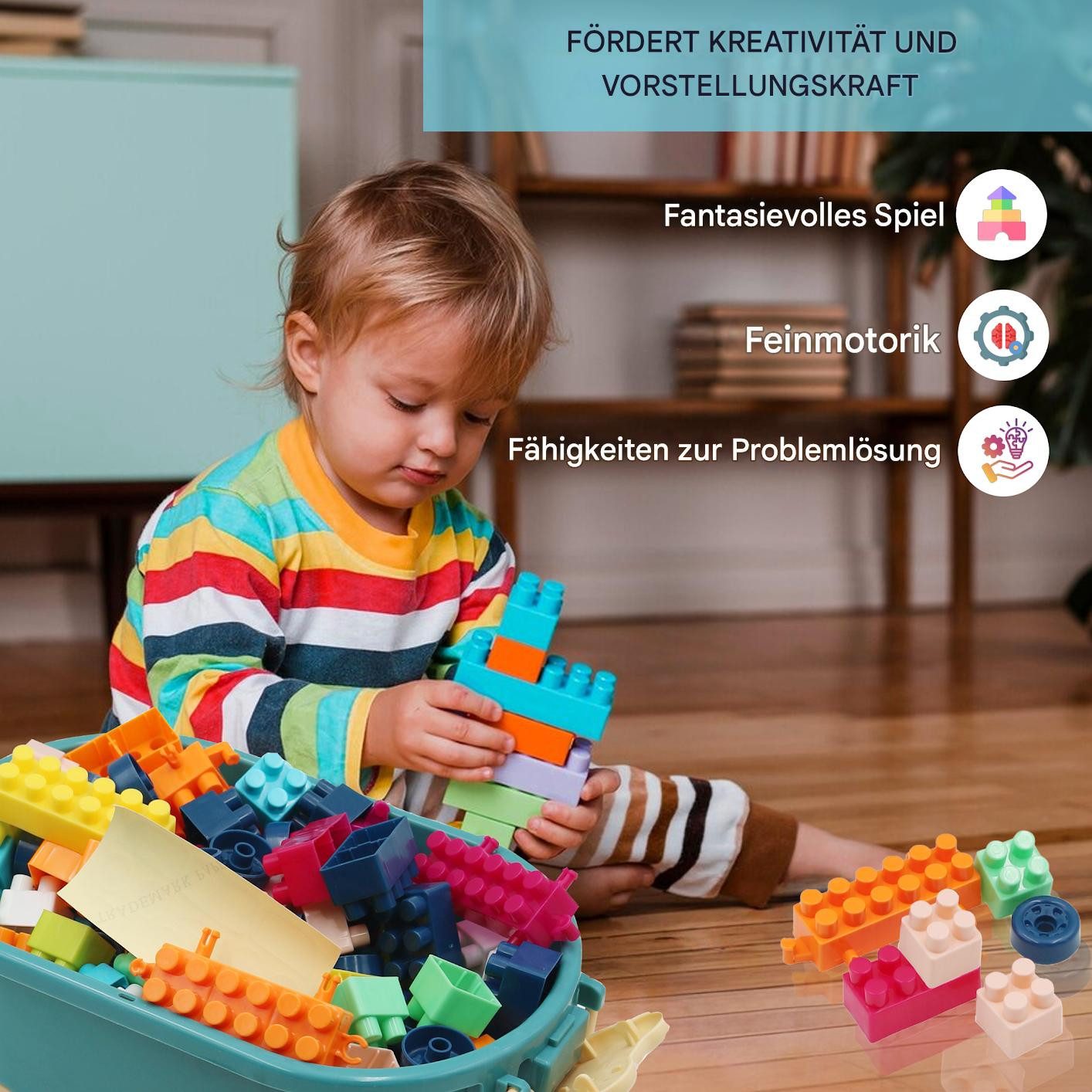 FUNFY 150-teiliges Bausteinset mit praktischer Aufbewahrungsbox Spielbauste günstig online kaufen