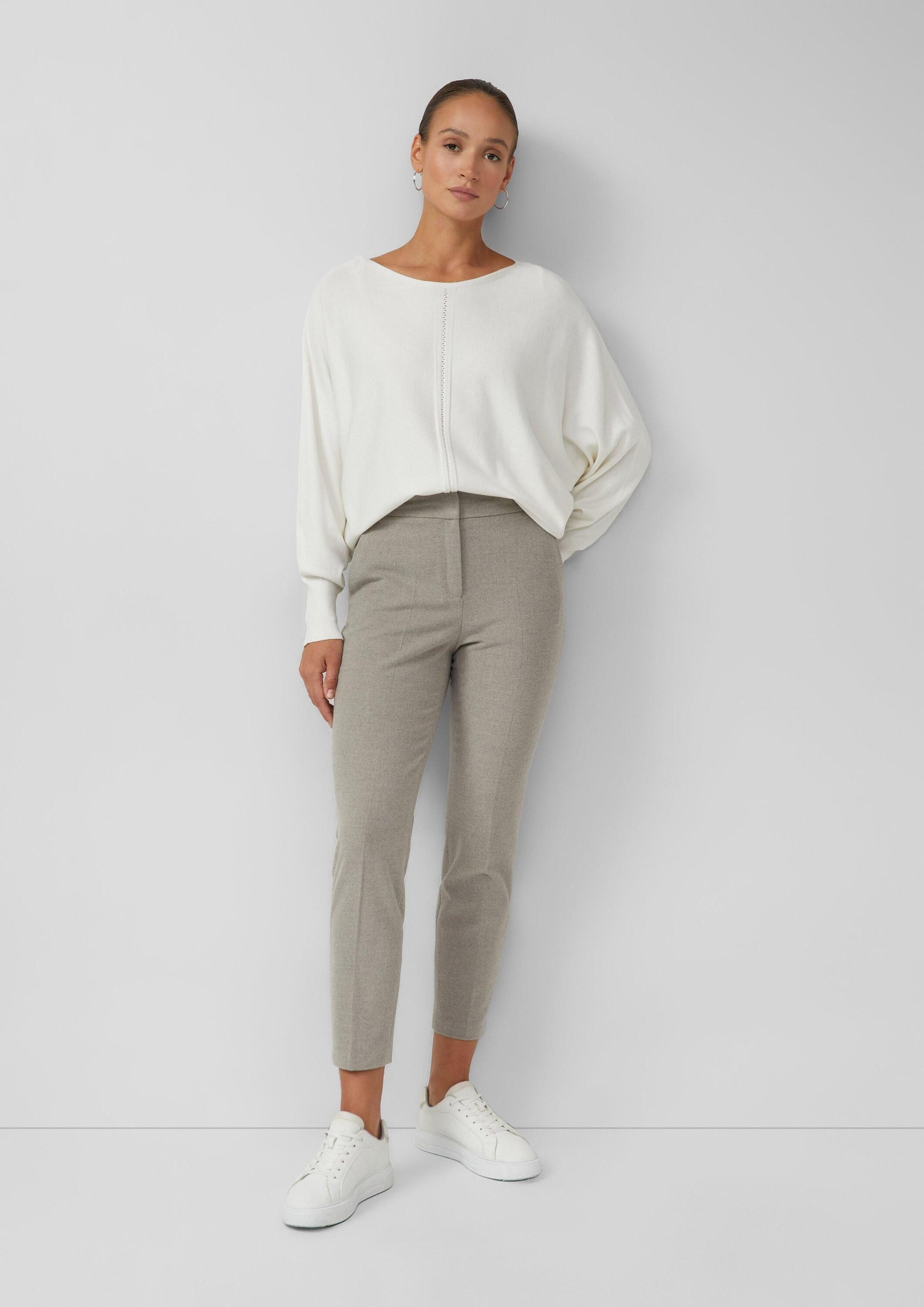 s.Oliver 7/8-Hose Hose Knöchellange Flanellhose mit Bundfalte und elastischem Bund