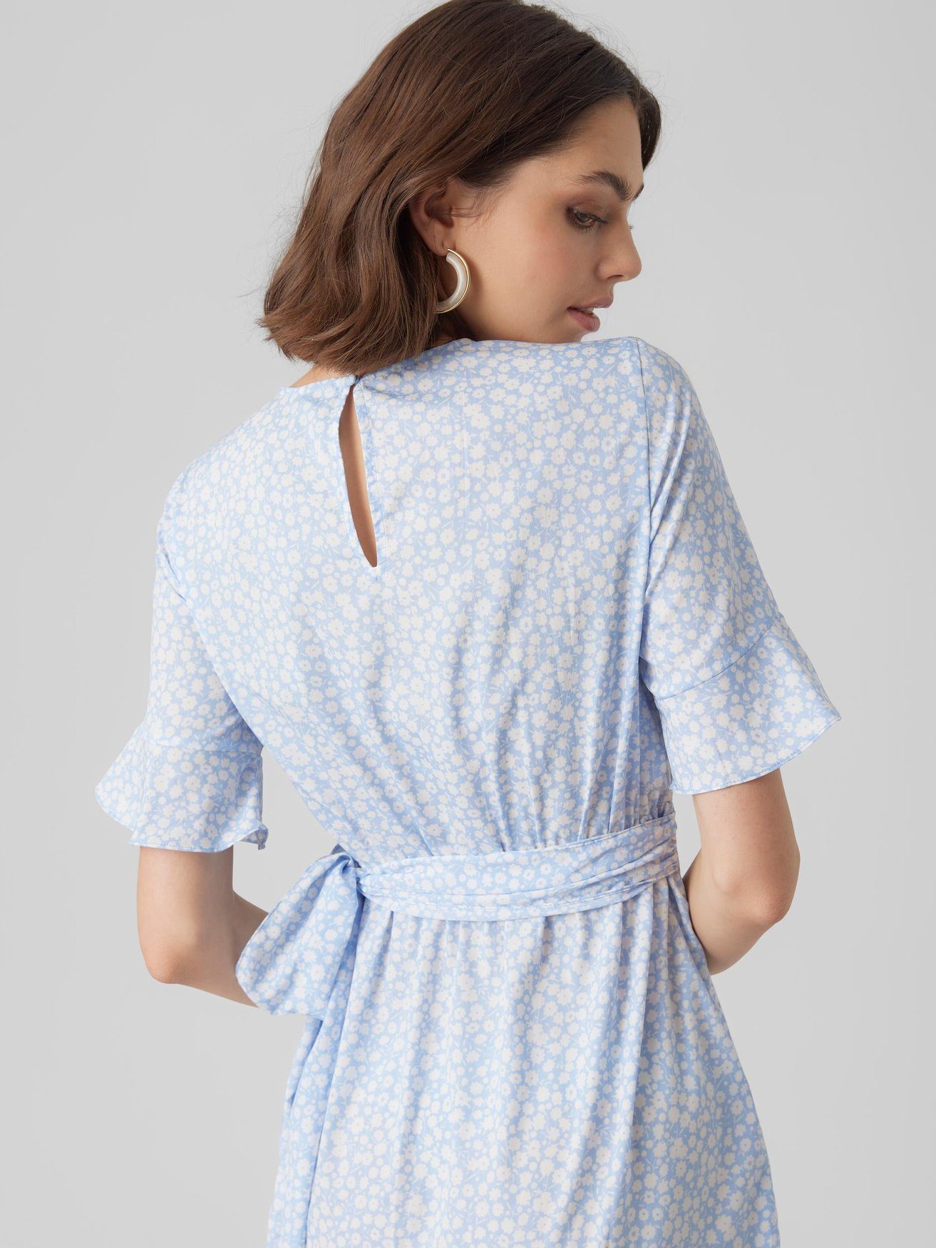 Kleid Shirtkleid (kurz) Vero Blau Wickel Moda Kurzes in Mini 5775 VMHENNA