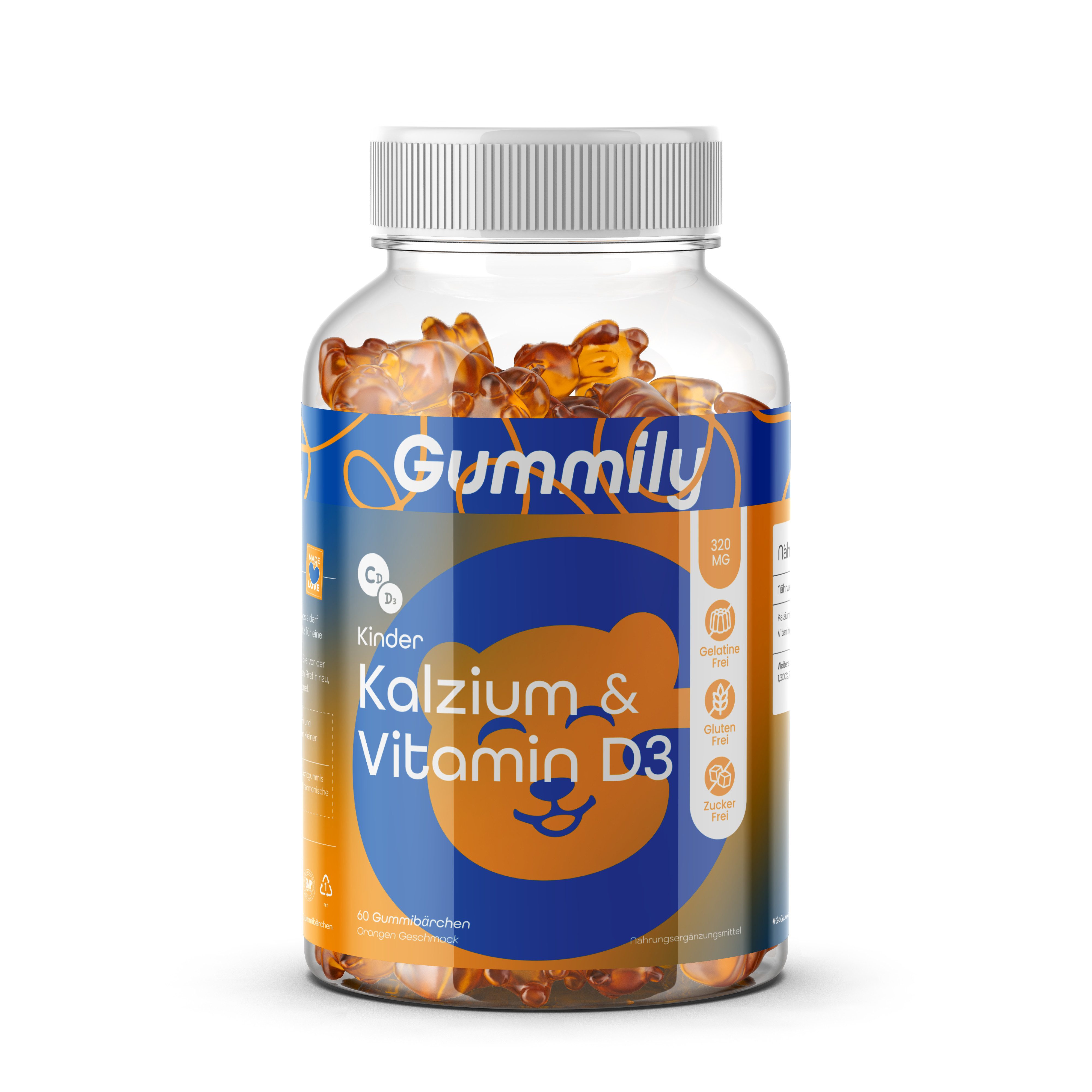 Gummily® Kinder Kalzium Vitamin D3 Gummibärchen, 180 g