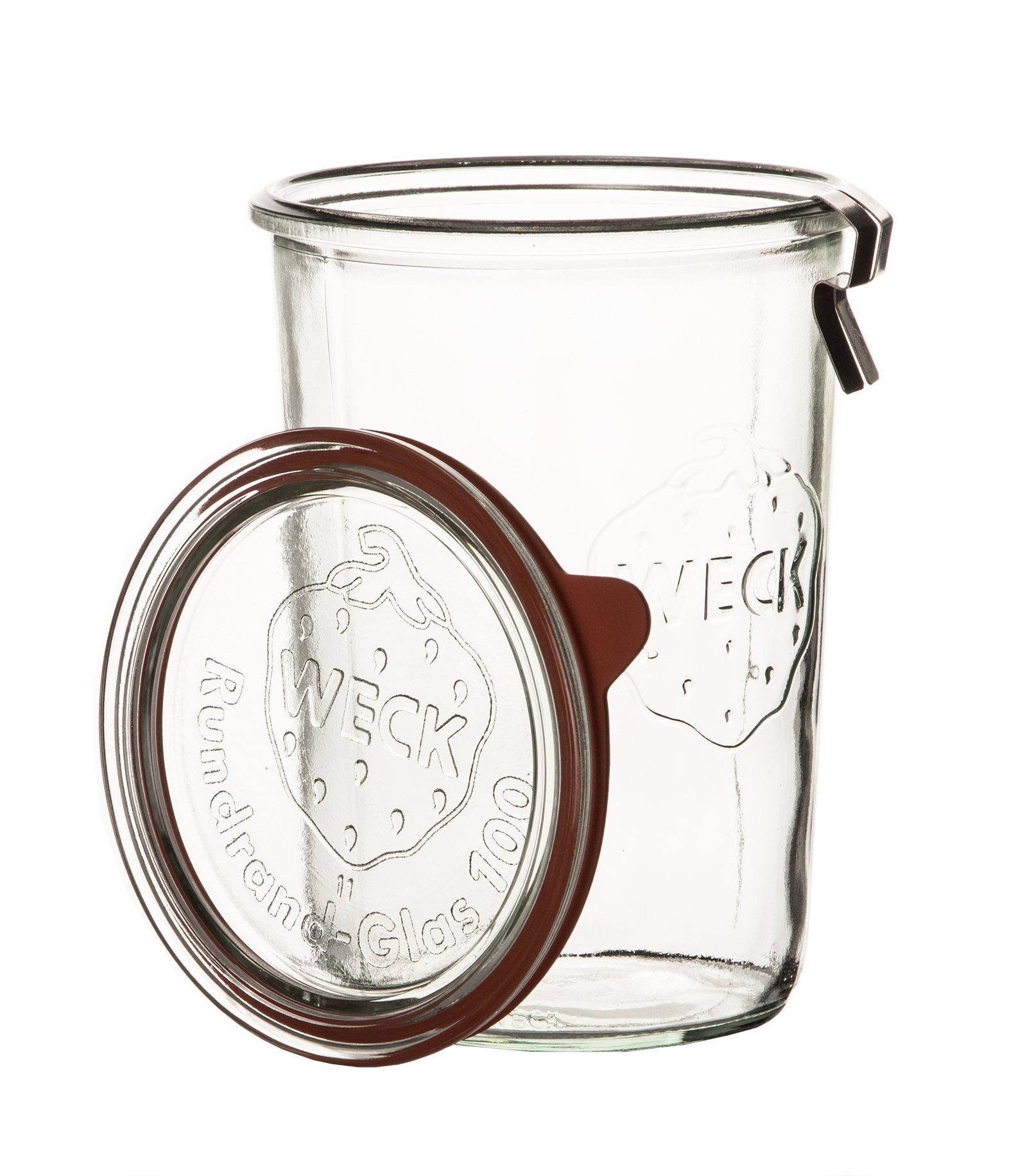 WECK Vorratsglas 6x WECK-Sturzglas 850ml (3/4 Liter) mit Gummiring, Glas, (Set, 6-tlg., 6 Gläser, 6 Klammern, 6 Dichtringe, 6 Glasdeckel), 6 Einweckgläser 850ml inkl. Dichtringen, Klammern & Glas-Deckeln