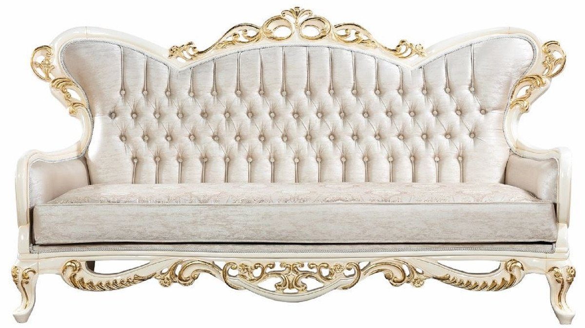 / Prunkvolle Barockstil Weiß Luxus Wohnzimmer Casa Sofa Barock - - Sofa mit elegantem Barock Silber / Padrino Muster Handgefertigtes Sofa Gold Möbel Wohnzimmer