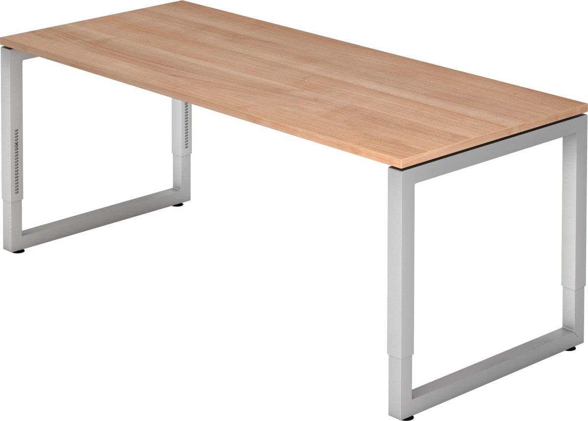 Schreibtisch Schreibtisch O-Fuß eckig 180x80cm Nussbaum/Silber