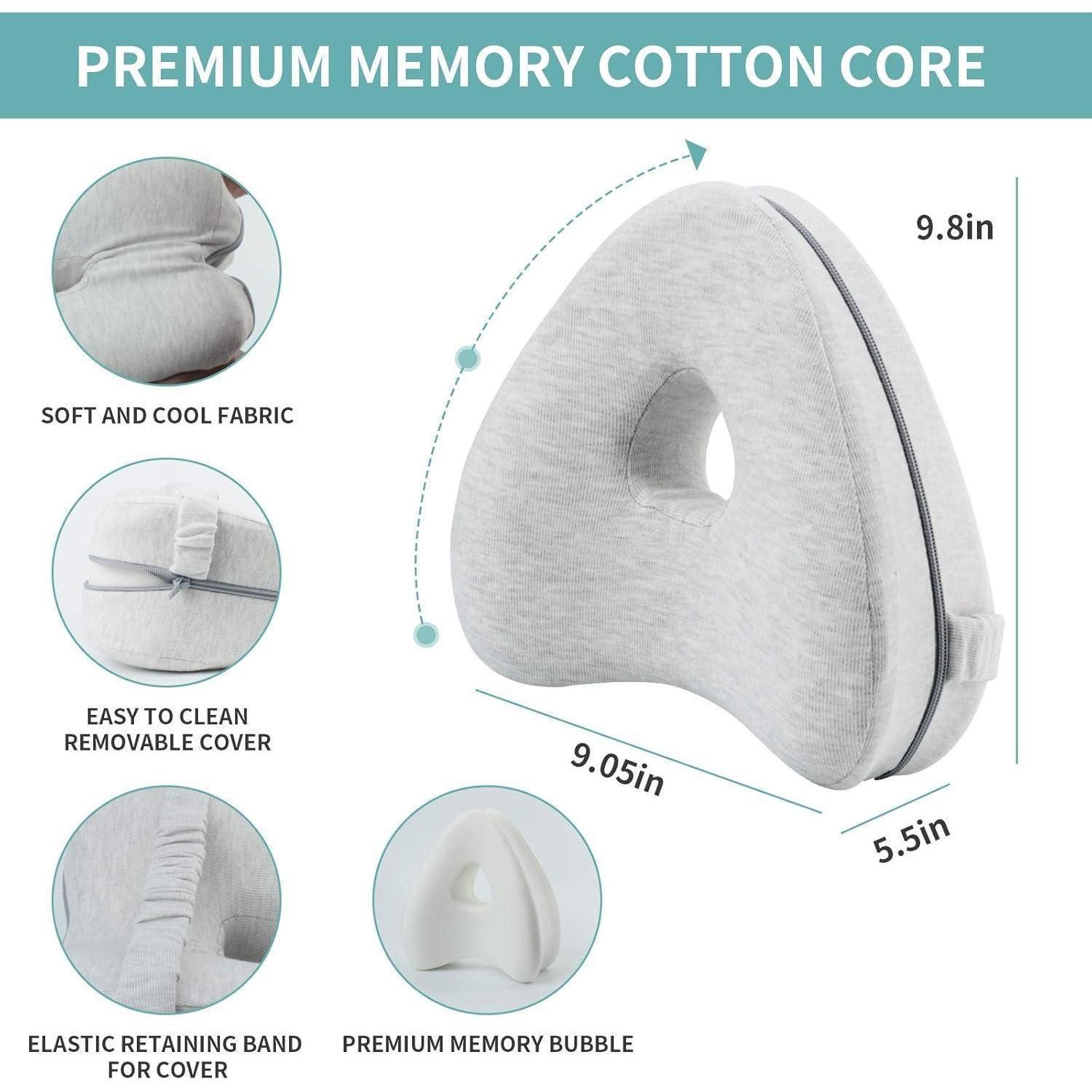 LuxusKollektion Seitenschläferkissen Ergonomisches Kniekissen für Seitenschläfer mit Memory Foam-Licht Grau – Bild 5 von 5