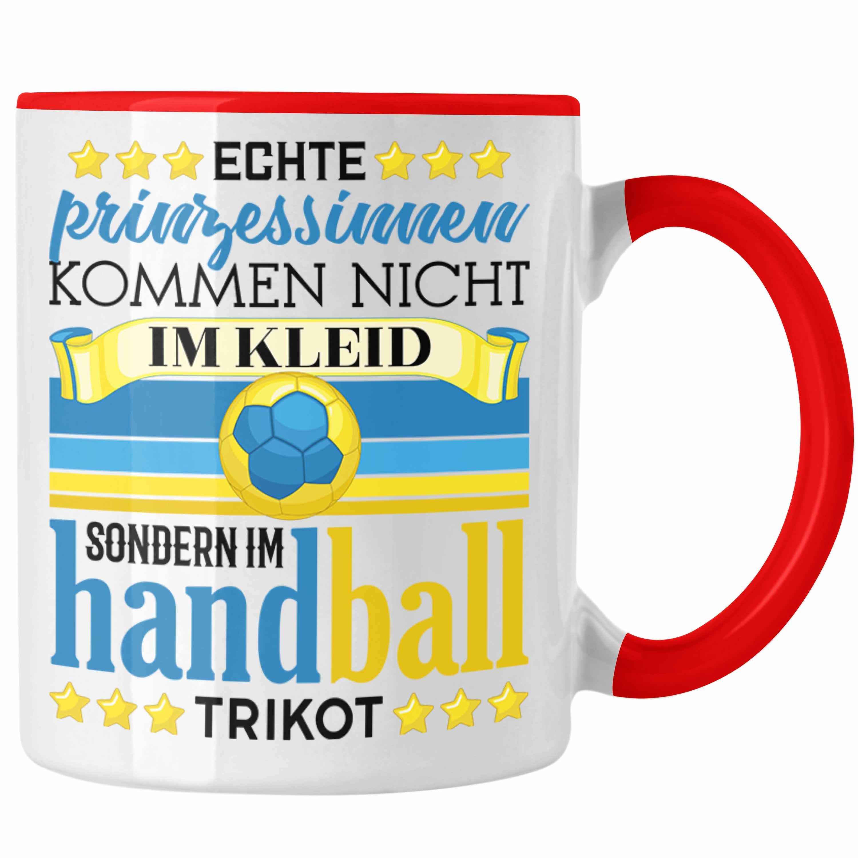 Trendation Tasse Handball Geschenk Frauen Tasse Spruch Handball-Spielerin Geschenkidee Rot