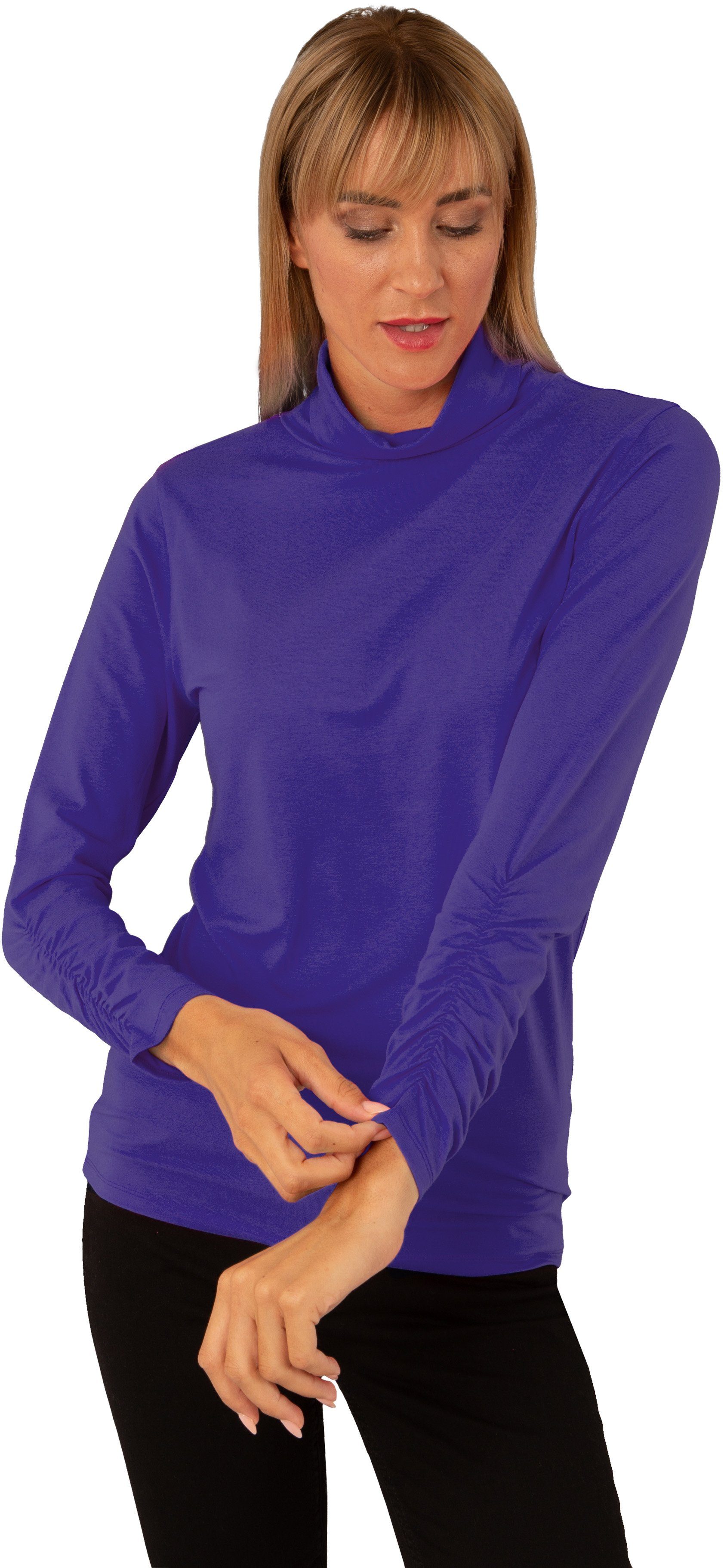 Estefania for woman Rollkragenshirt Basic Langarm-Rolli mit gerafften Ärmel