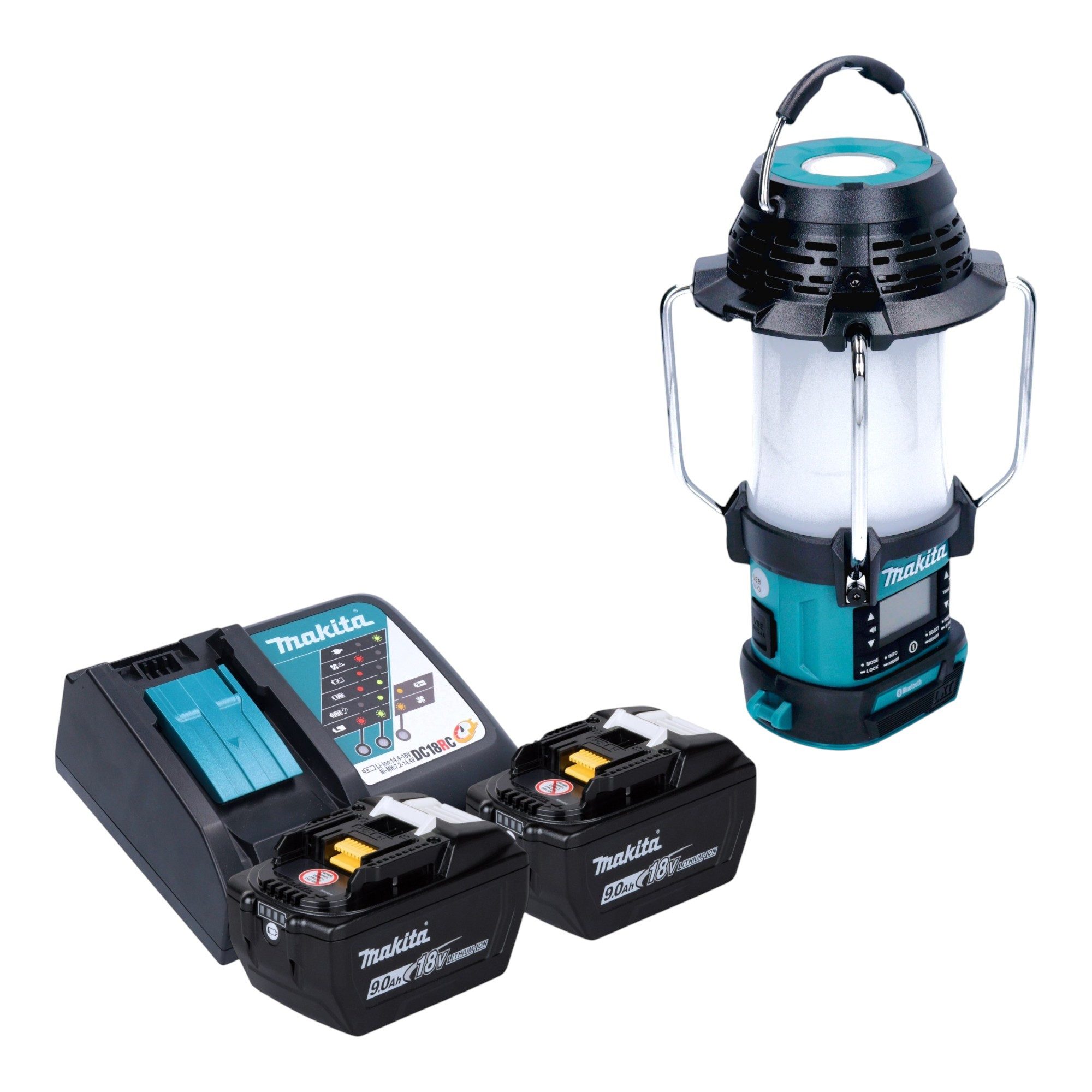 Makita DMR 056 Akku Radio 18 V FM DAB+ mit Laterne 360° Taschenlampe IP65 Baustellenradio