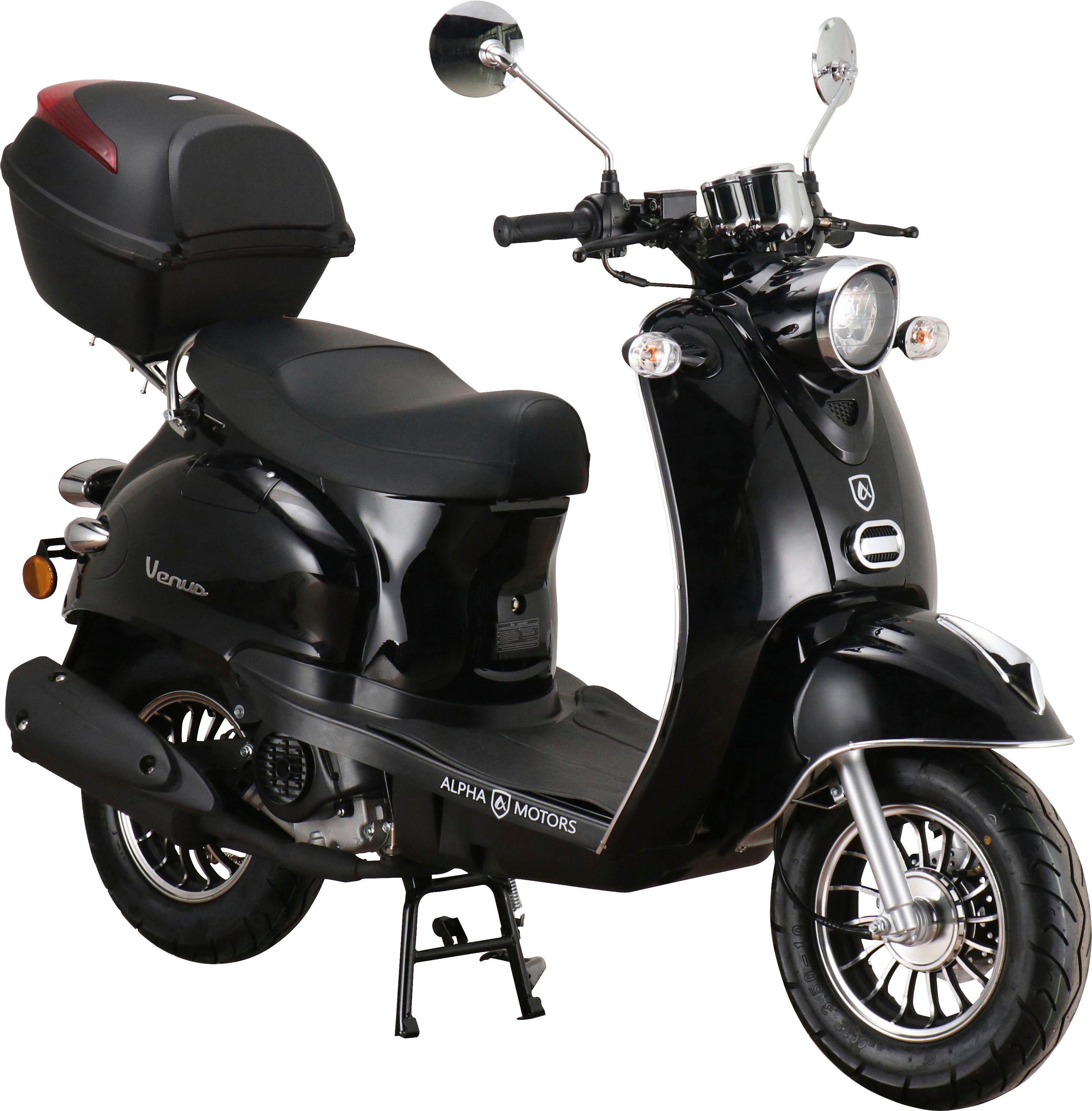 Alpha Motors Motorroller Venus, 50 ccm, 45 km/h, Euro 5, (mit Topcase), im Retro-Look