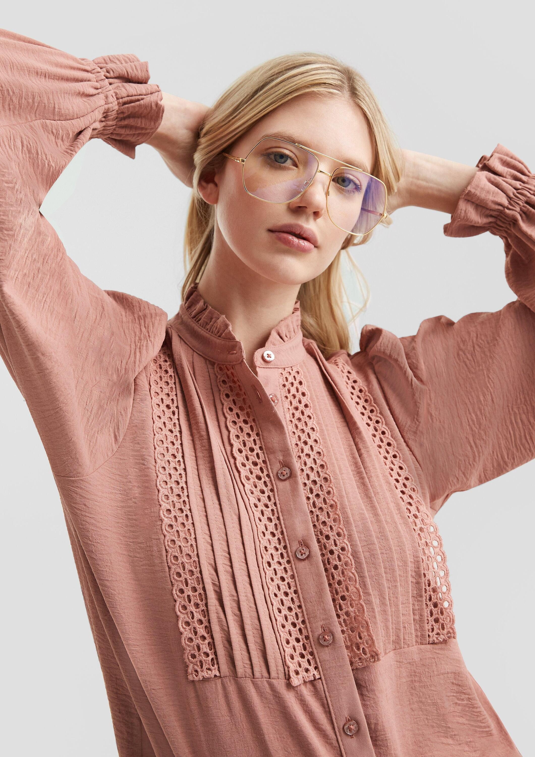 QS Langarmbluse Bluse Feminine Bluse mit Spitze