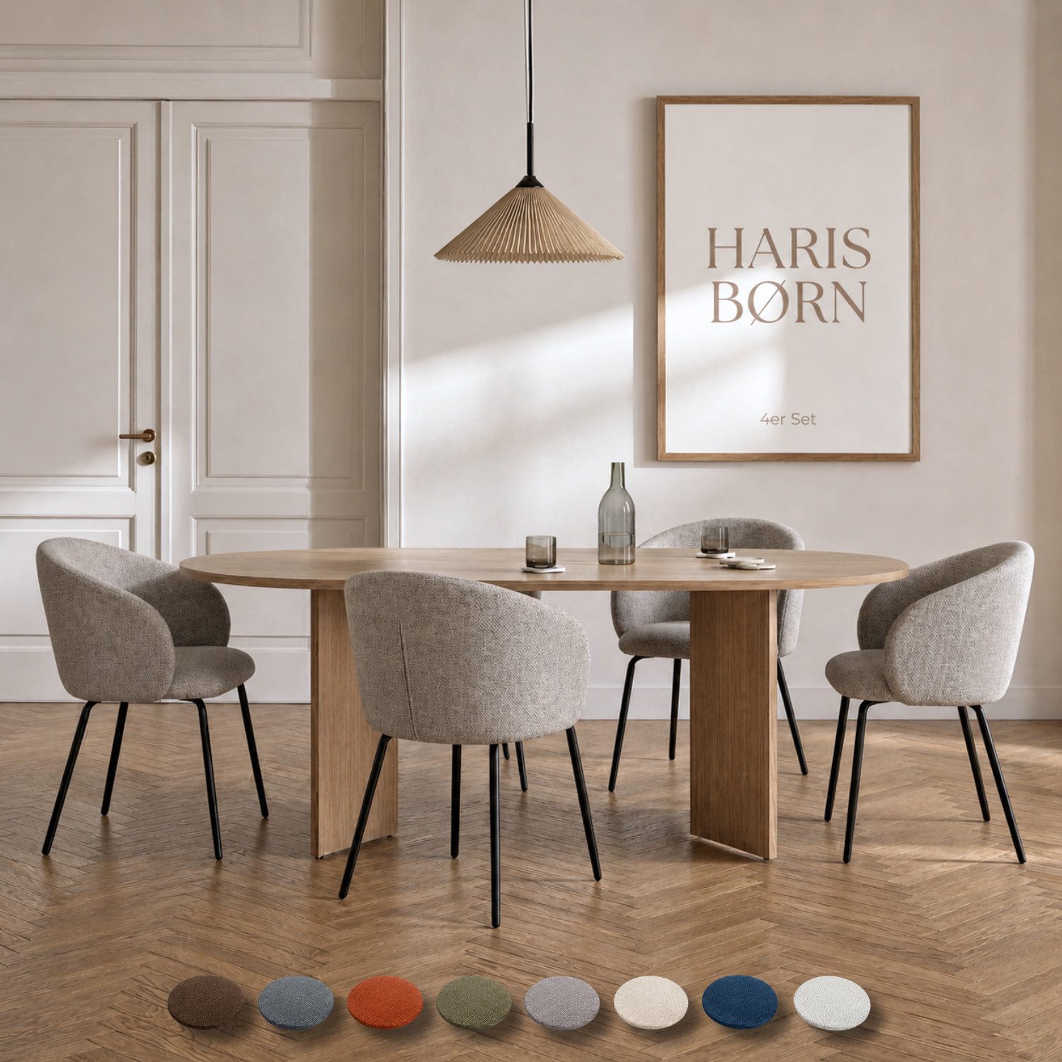 Haris Børn Esszimmerstuhl mit Armlehnen NØR - Hochwertige Polsterstühle für Esszimmer (Set, 4 St), Premium Esszimmer Stühle & Wohnzimmer Stühle