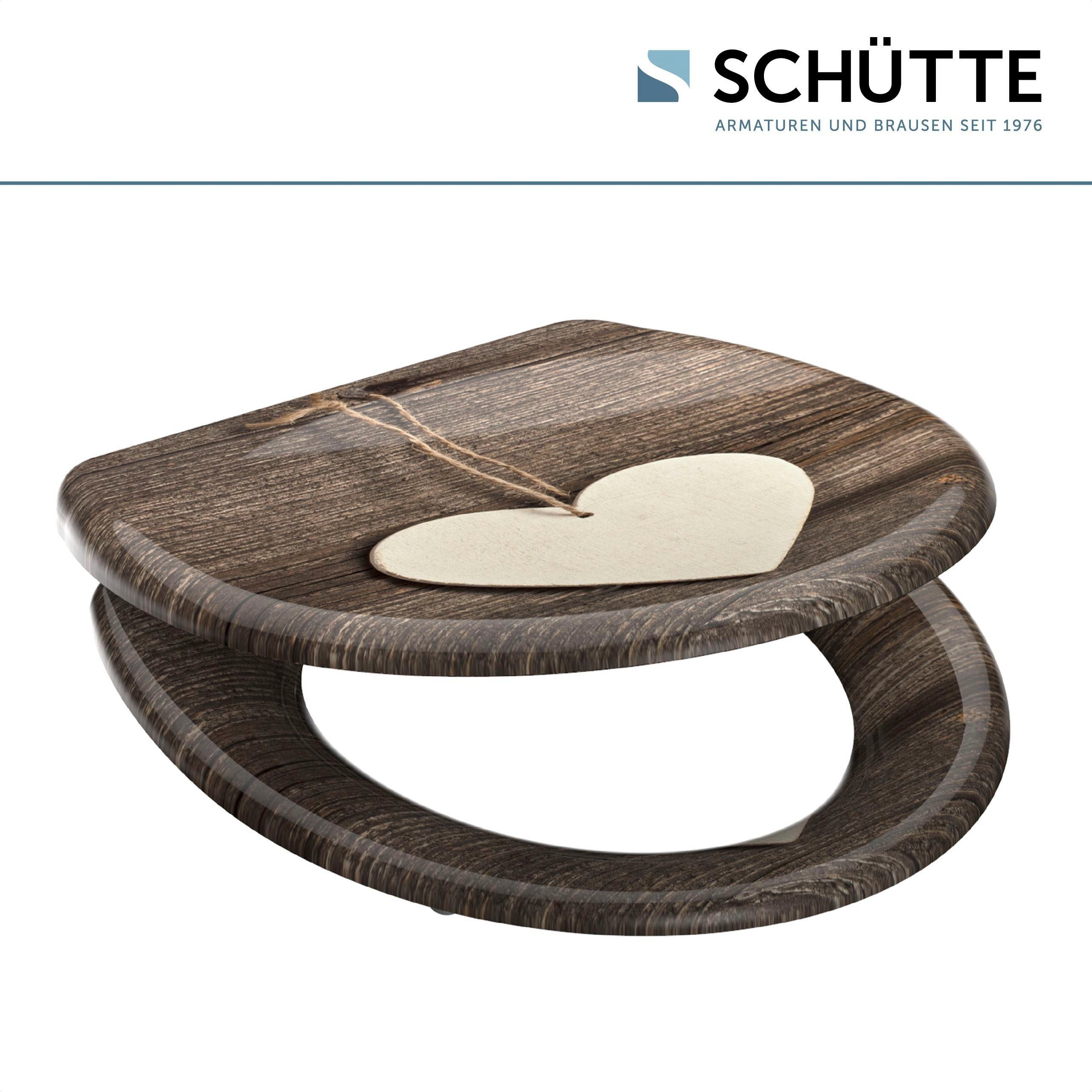 Schütte WC-Sitz Wood Heart, Duroplast, mit Absenkautomatik und Schnellverschluss