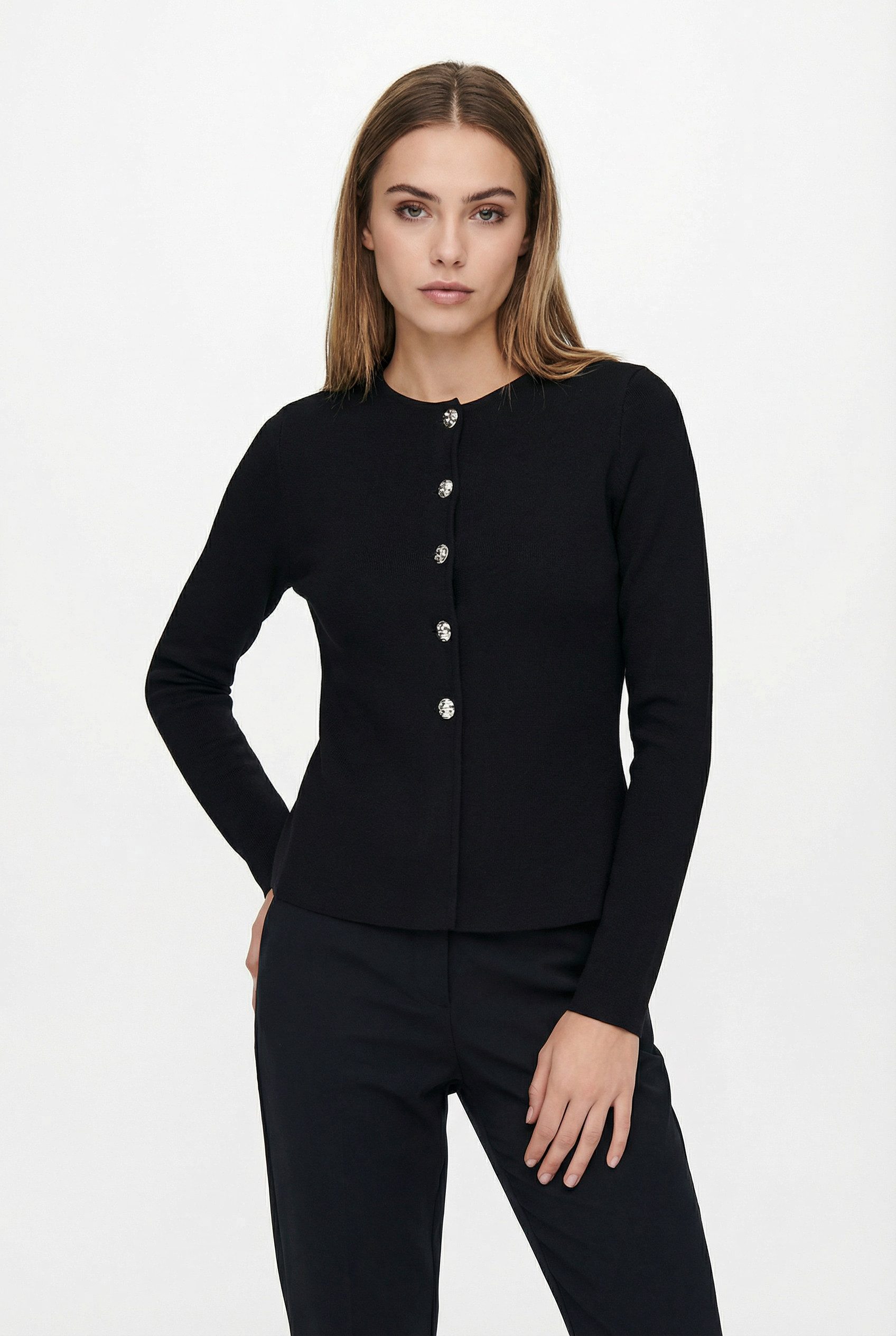 Strickjacke ONLMELLI LIFE LS ONECK BUT CARDI RP KNT