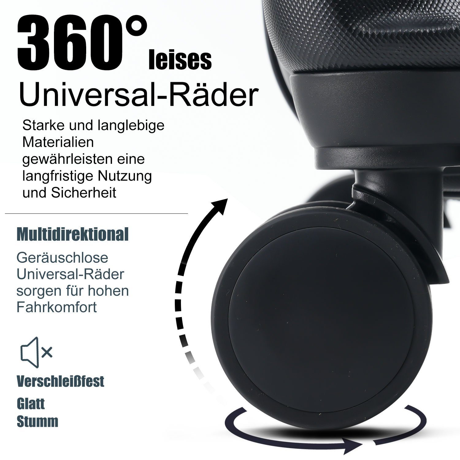 REDOM Trolleyset, 4 Rollen, (S-M-L-XL-Set, 4 tlg., Gepäck mit Kosmetiktasche, Hartschalen-Koffer, Rollkoffer), Mit Zahlenschloss und Universalrad, Teleskopstiel