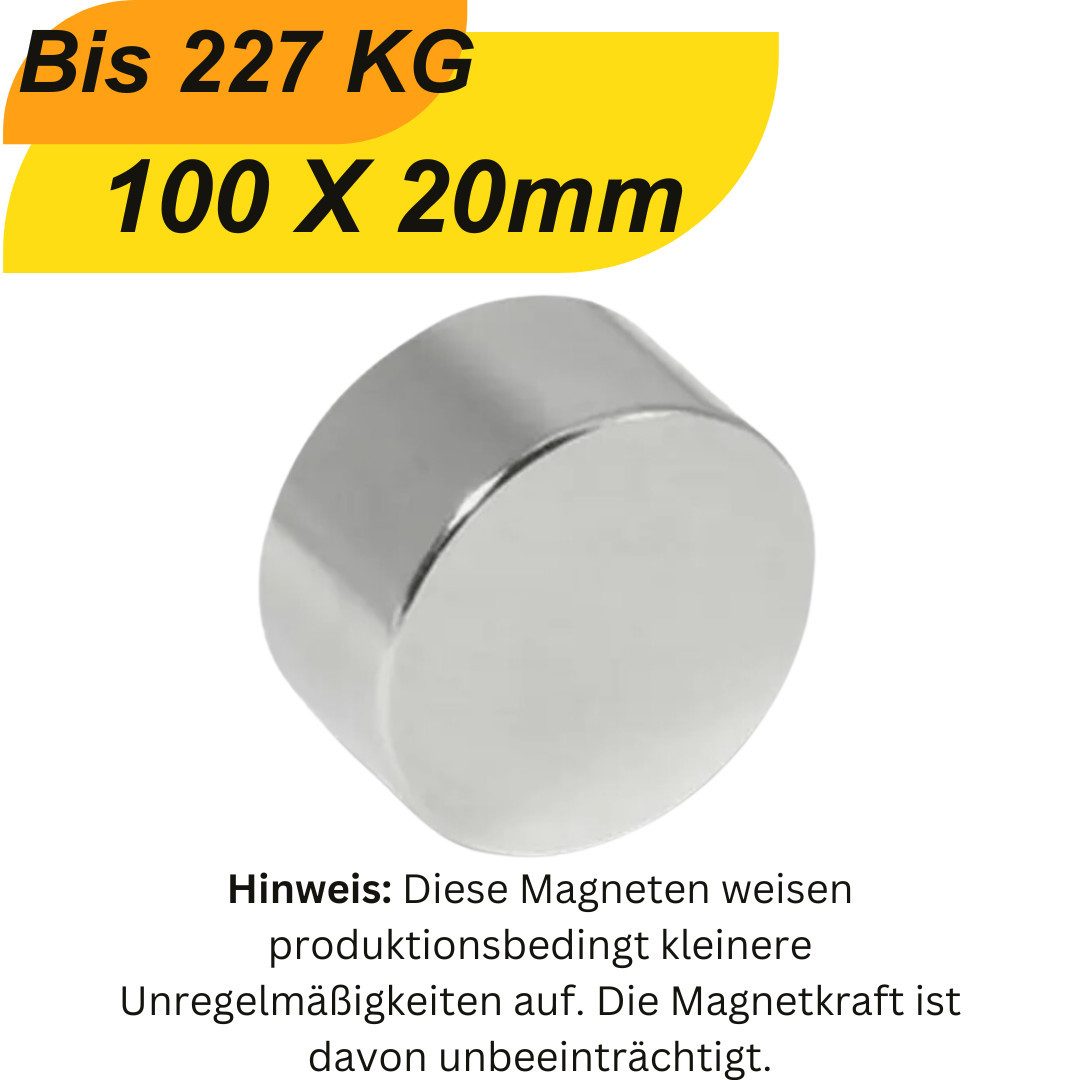 MaajeeKuto Magnet Neodym-Magnete D100 x H20 mm Supermagnete mit hoher Haltekraft Magnete (1-St)