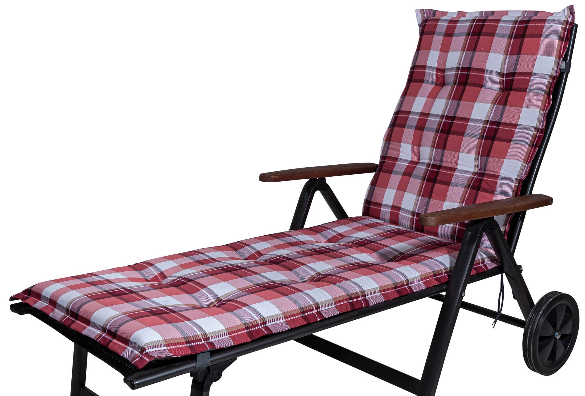 KETTtex Liegenauflage Rollliege Milano 2396 rot-weiß kariert 190x60x6 cm KETTtex, (1 St), Halteband verstellbar mit Bindebändern Klettband