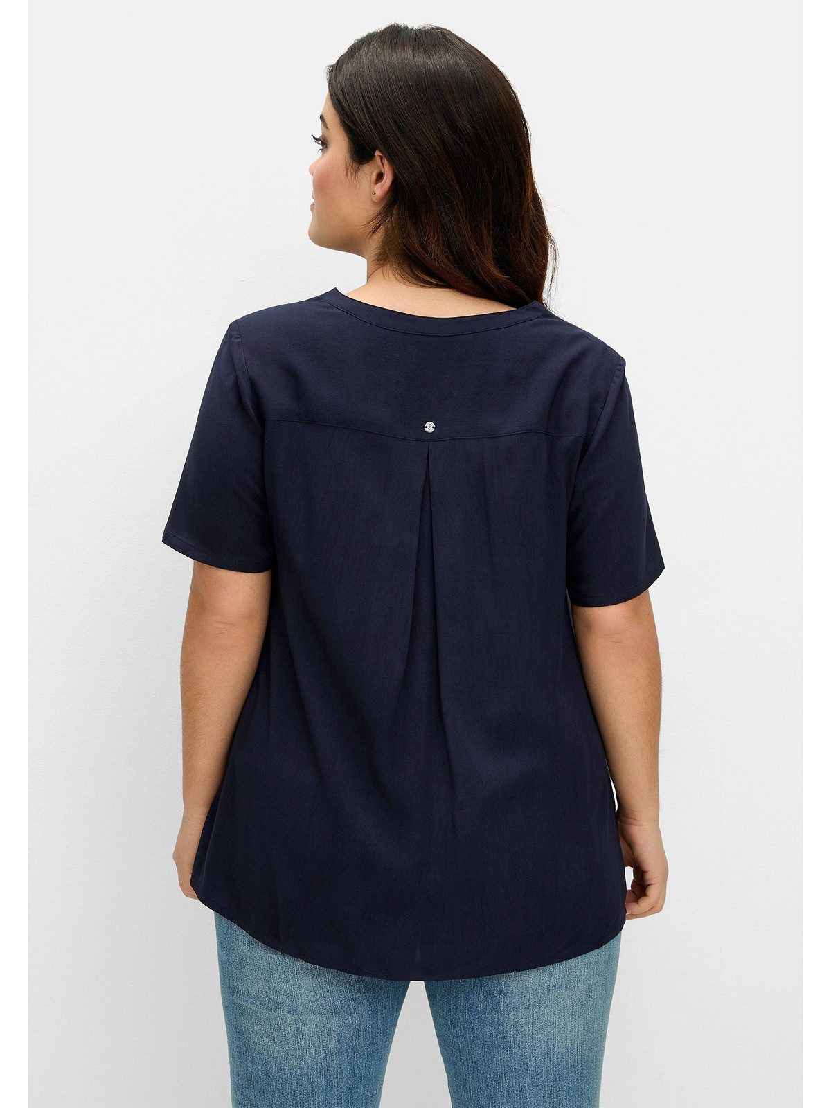 Sheego Tunika Große Größen mit Kellerfalte und Hohlsaumspitze