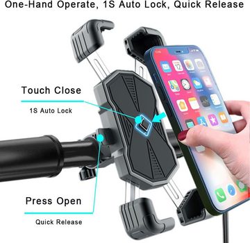 CoolBlauza Fahrrad-Handyhalterung - 1 Sekunde Auto-Lock für einfache Installation Handy-Halterung, (1-tlg., Geeignet für 4,5-7,0-Zoll-Handys, Kompatibel mit Lenkerrohren 15-30mm)