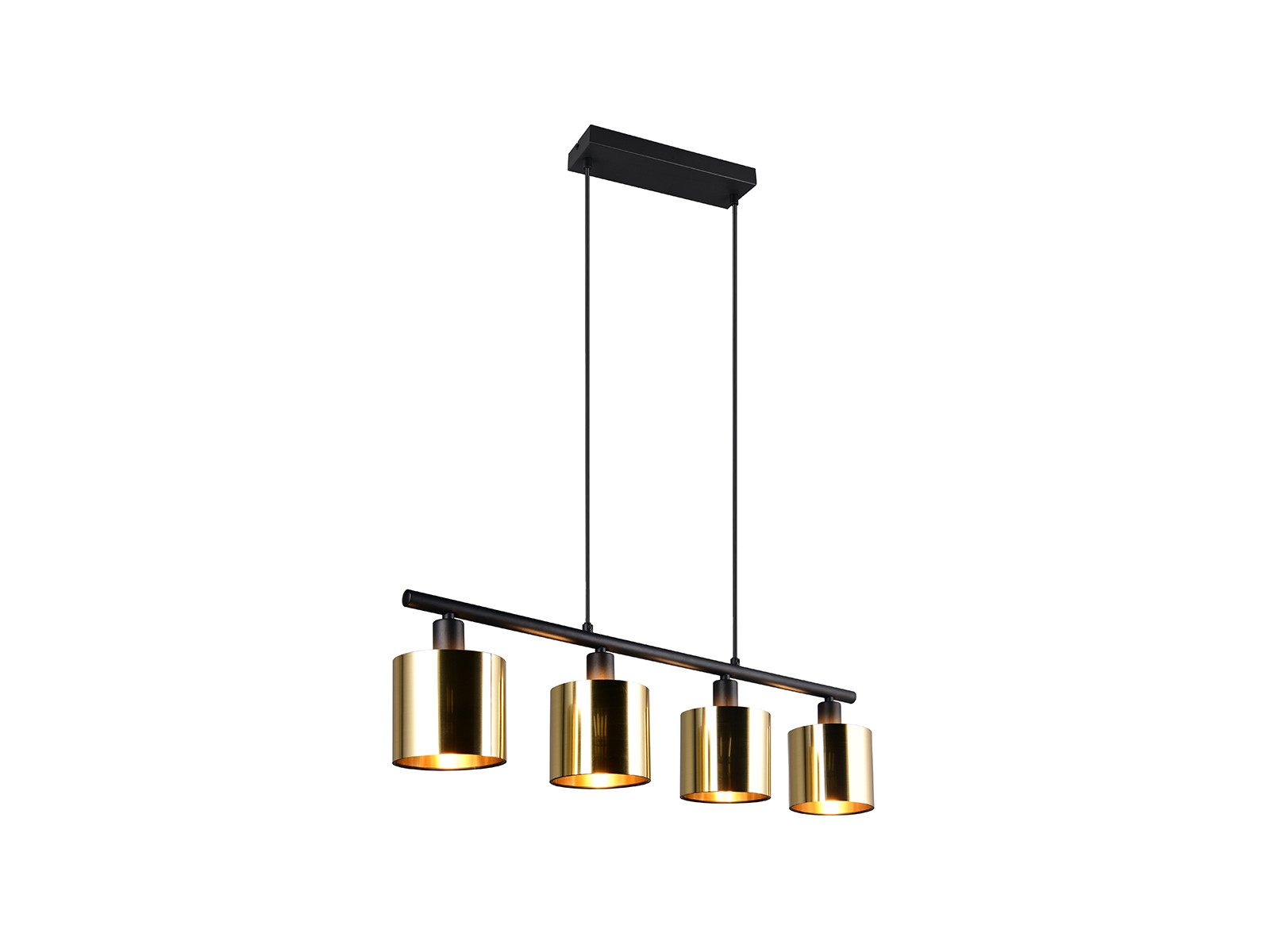 Reality Leuchten LED Pendelleuchte, Dimmfunktion, LED wechselbar, Warmweiß, Esstisch Lampe hängend mehrflammig Lampenschirme Golden, Breite 75cm