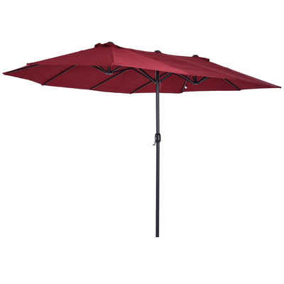 Outsunny Sonnenschirm Terrassenschirm mit Handkurbel, LxB: 460x270 cm, Doppelsonnenschirm, Gartenschirm, ohne Schirmständer