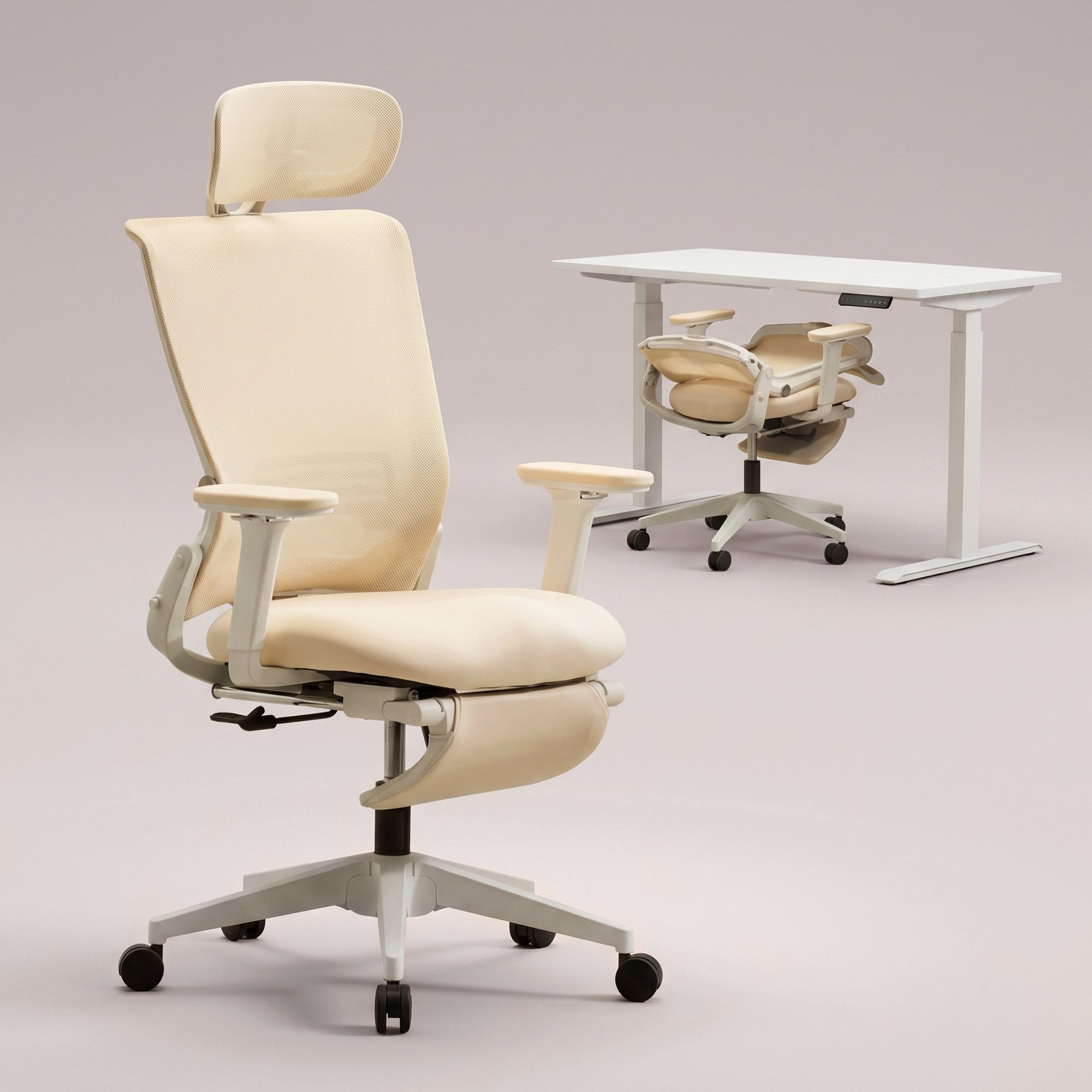 welax Bürostuhl mit 4D-Armlehnen, Fußstütze, Lendenstütze und 2D-Kopfstütze (1 St), Klappbarer ergonomischer Computerstuhl, Schreibtischstuhl & Drehstuhl – Bild 4 von 5