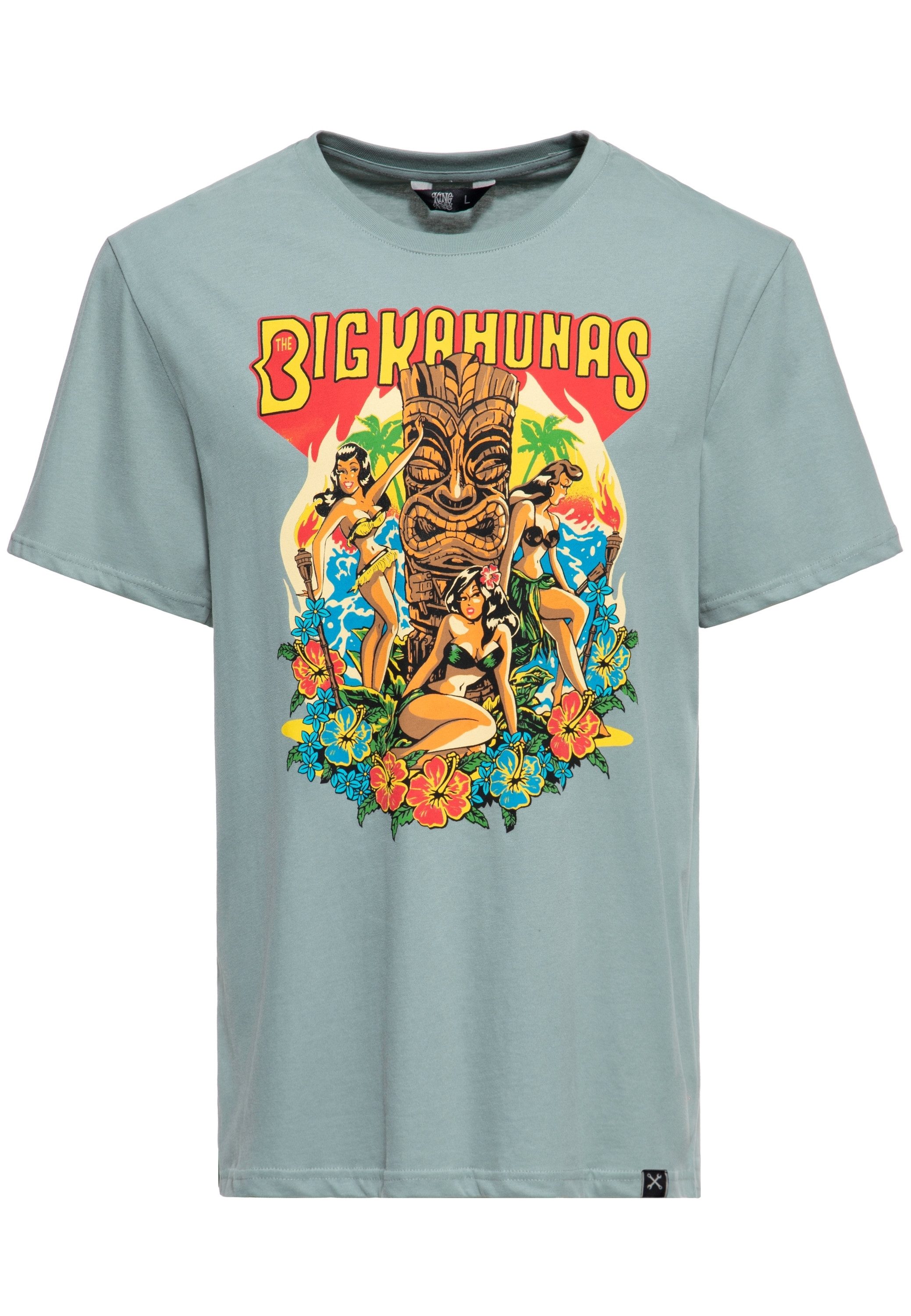 KingKerosin Print-Shirt Big Kahunas (1-tlg) Mit hawaiianischem Artwork
