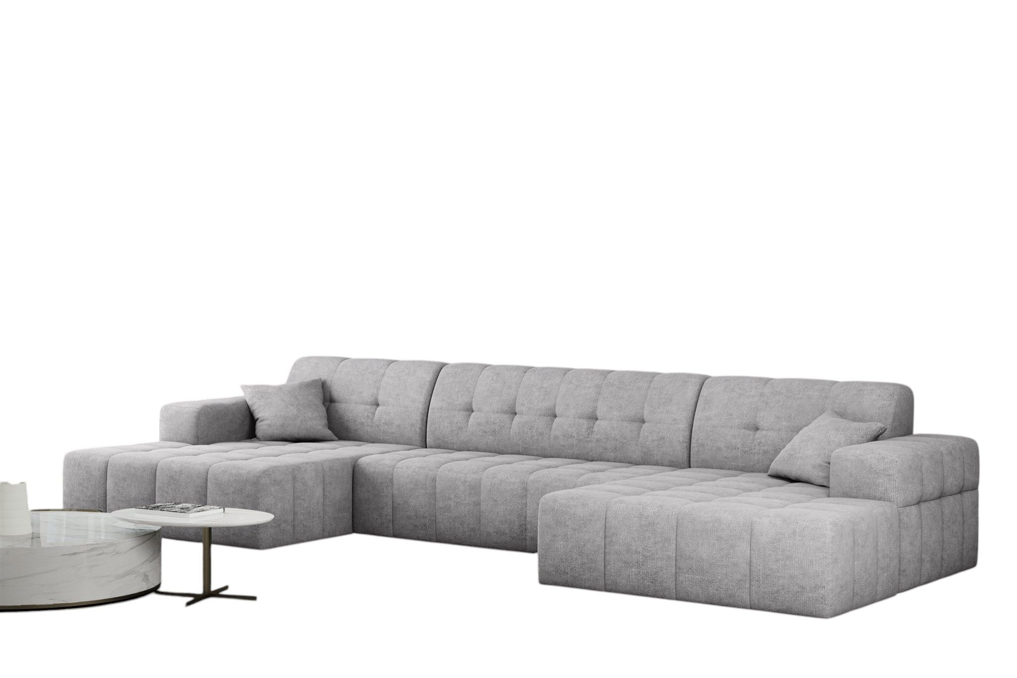 Fun Möbel Wohnlandschaft Sofa U-Form NANCY in Chenillestoff Perfect Harmony, inkl. 2 Zierkissen, Rundumbezug