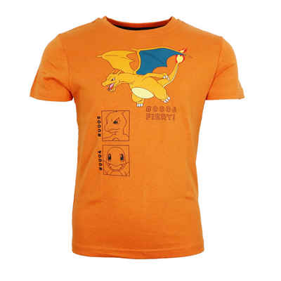 POKÉMON Print-Shirt Pokemon Glumanda Glutexo Glurak Jungen T-Shirt Kurzarm Shirt Gr. 110 bis 152, 100% Baumwolle