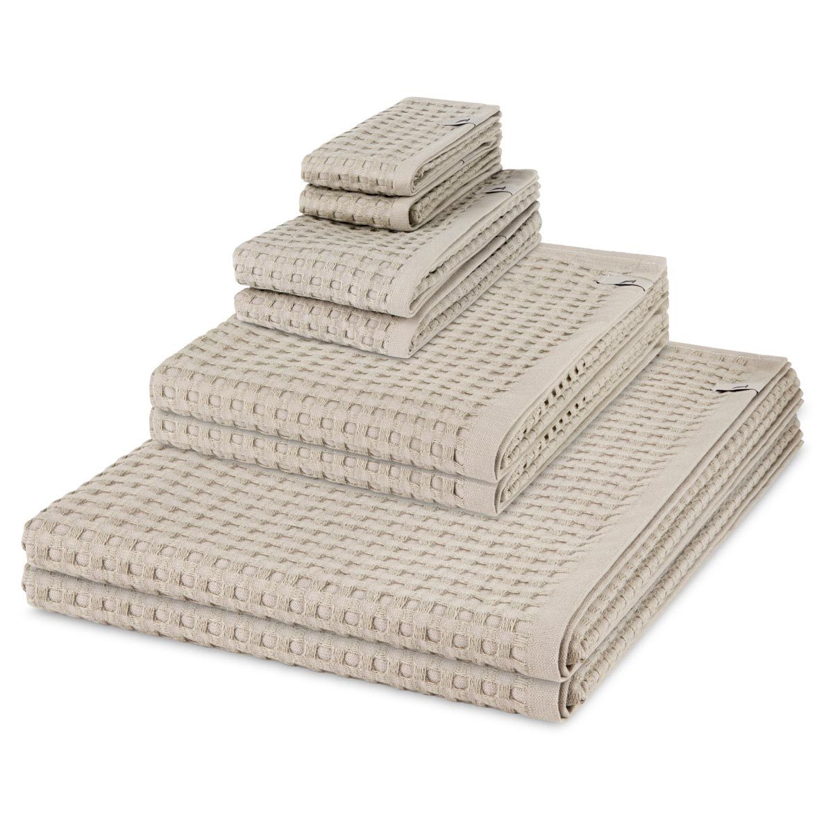 Möve Handtuch Set Piquee, Waffel-Pique (Spar-Set, 8-St), 2 X Seif- 2 X Gäste- 2 X Dusch- 2 X Handtuch im Set - Baumwolle